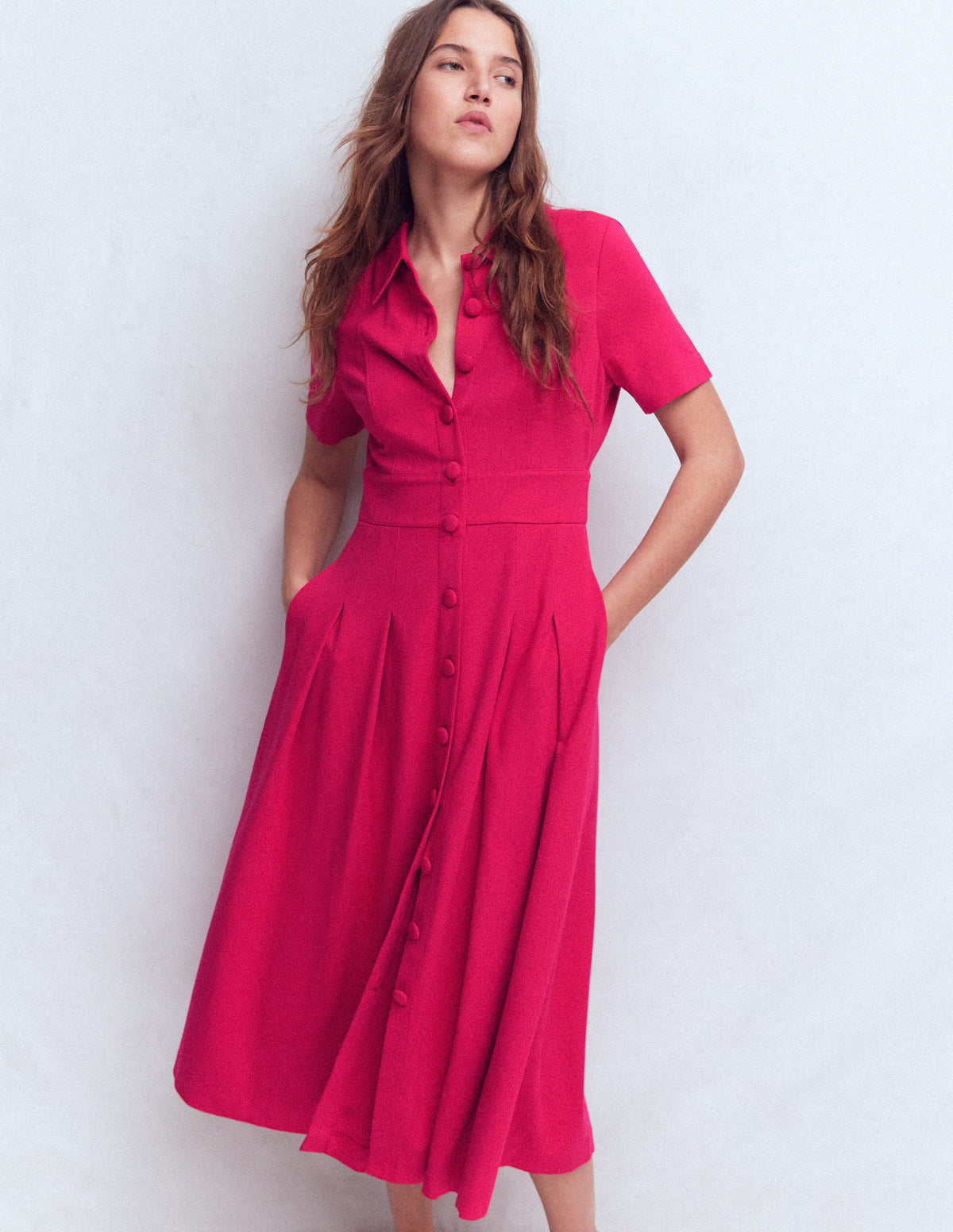 Bridget Ponte-Hemdblusenkleid-Granatapfel-4