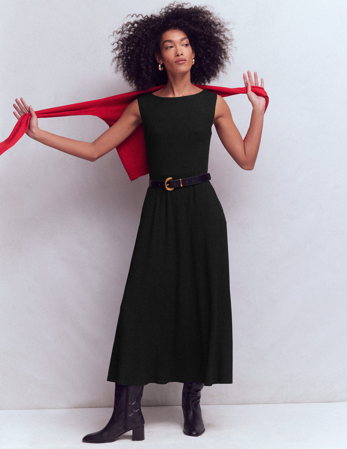 Tamsin Jersey-Midikleid-Schwarz - Image 1
