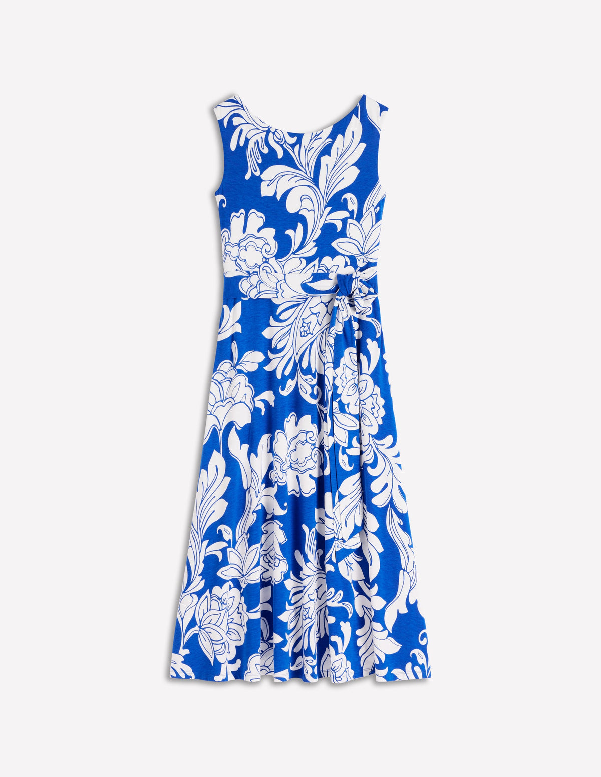 Tamsin Jersey-Midikleid-Blau, Botanisches Muster Monochrom - Image 5