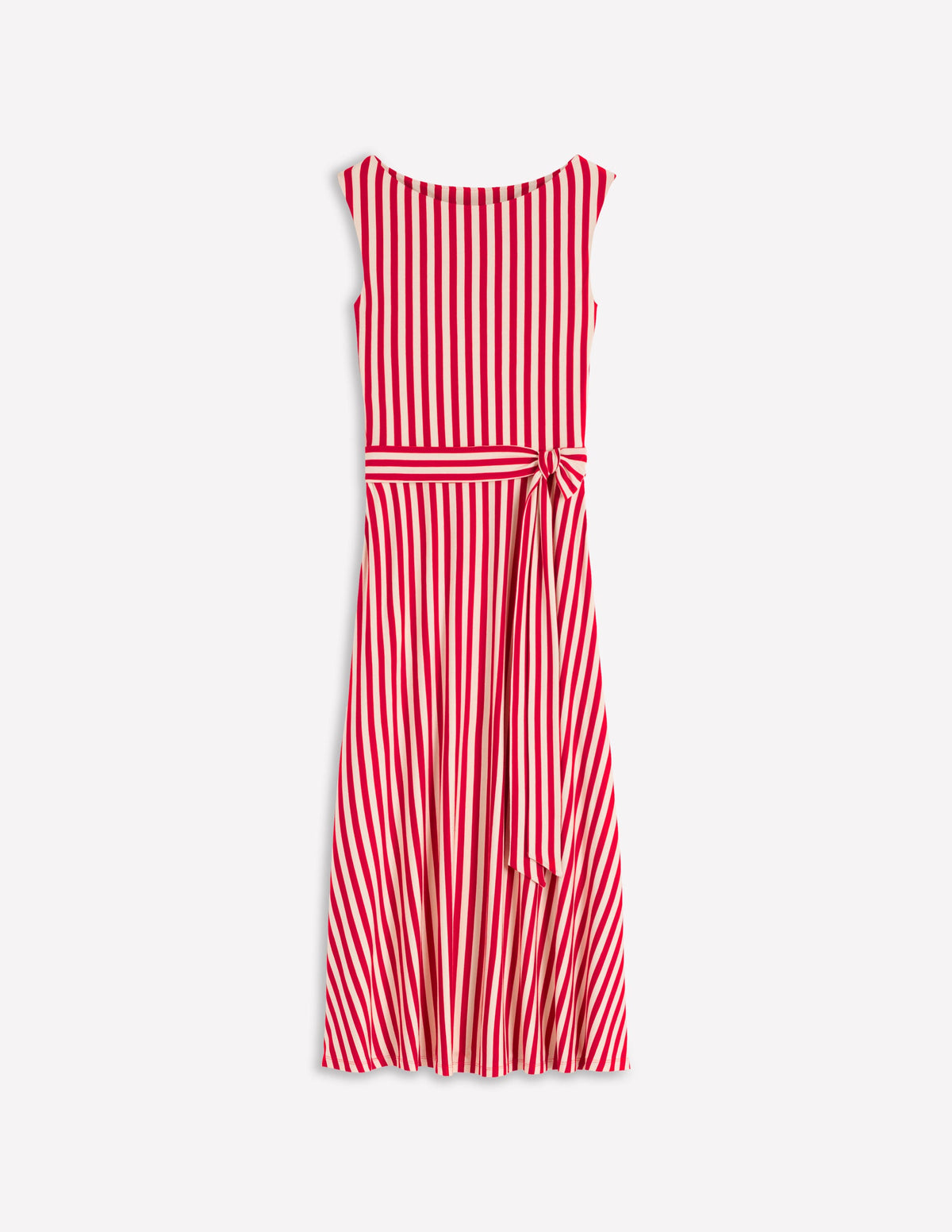 Tamsin Jersey-Midikleid-Merida-Rot und Naturweiß Streifen-5