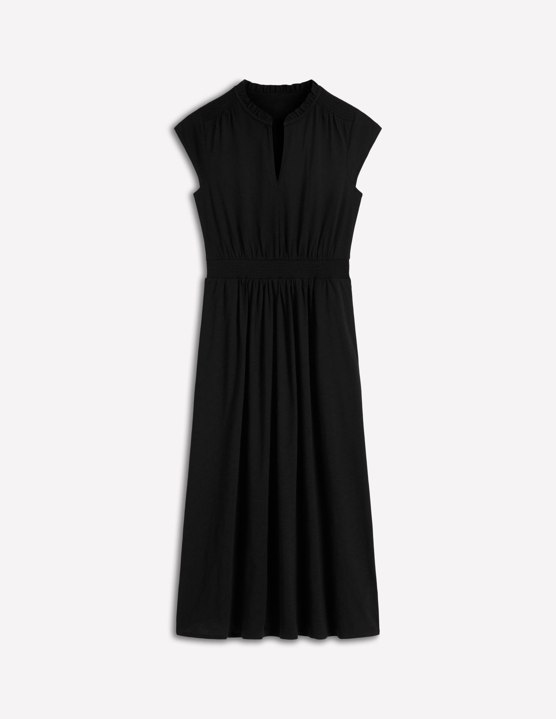 Alba Gesmoktes Jersey-Midikleid-Schwarz-5