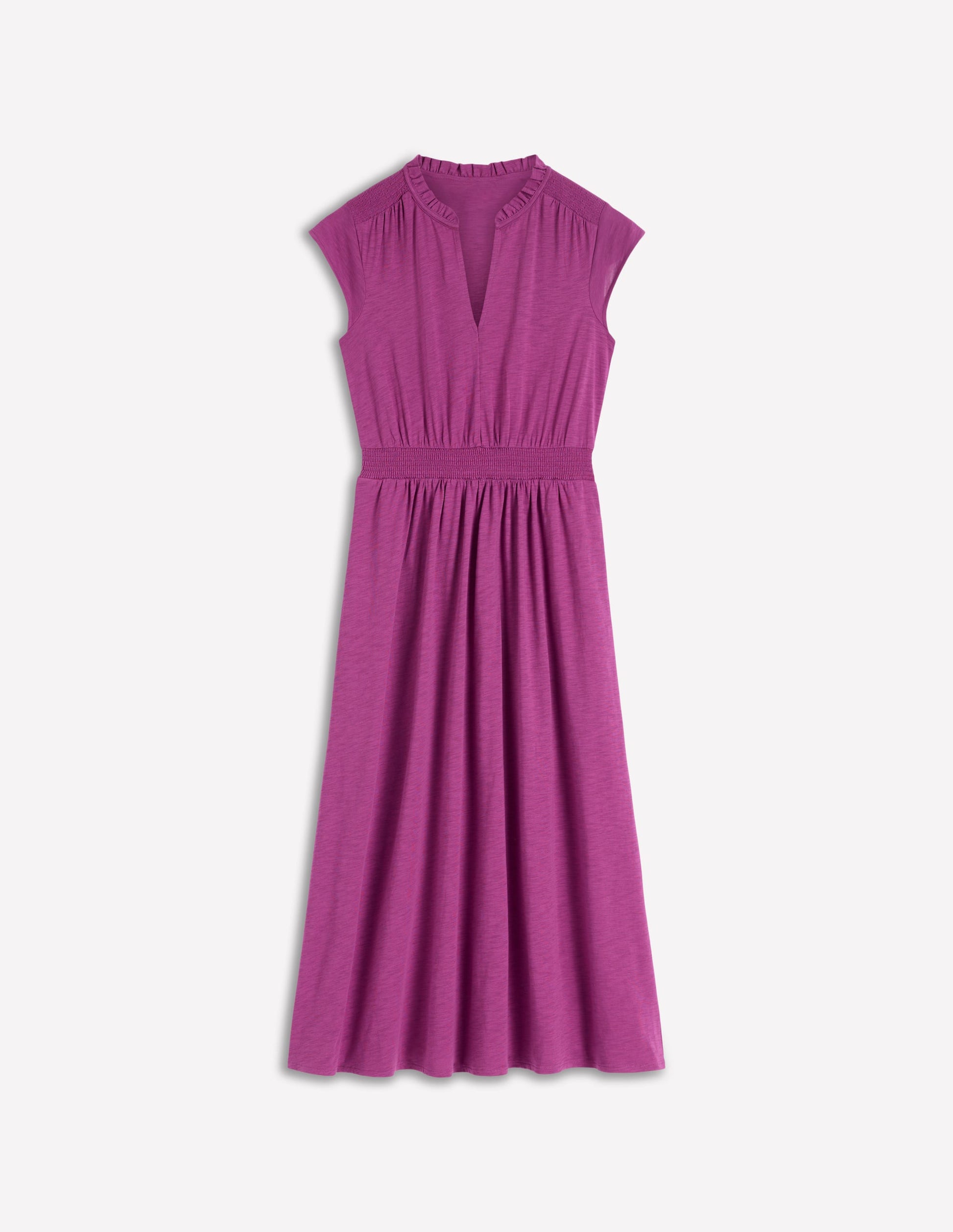 Alba Gesmoktes Jersey-Midikleid-Zwetschge-6