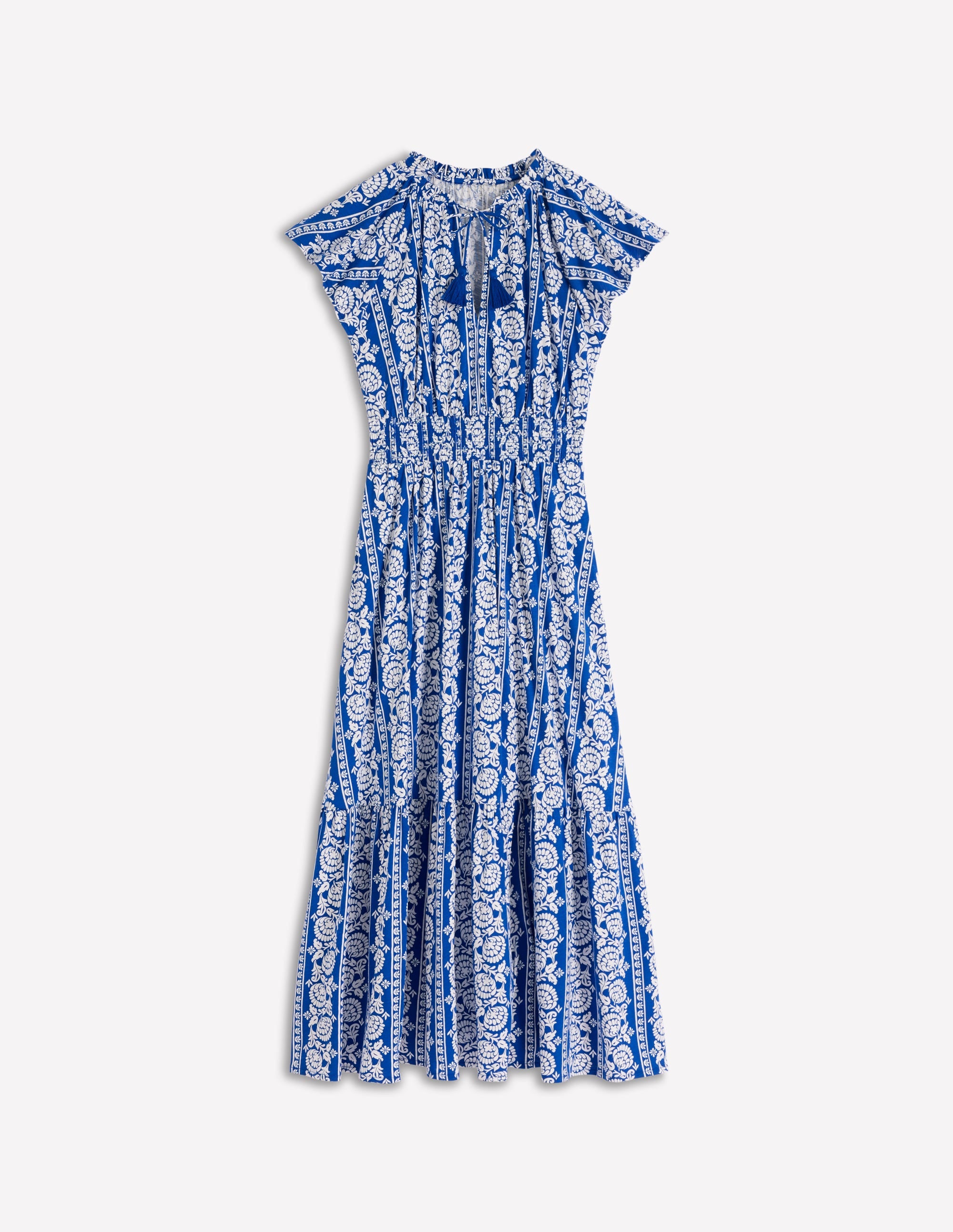 Tala Gestuftes Jersey-Maxikleid-Leuchtendes Blau, Blumenornament - Image 6