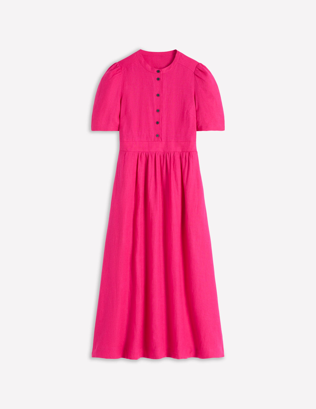 Ivy Leinen-Midikleid mit Knopfleiste-Rosarot-5