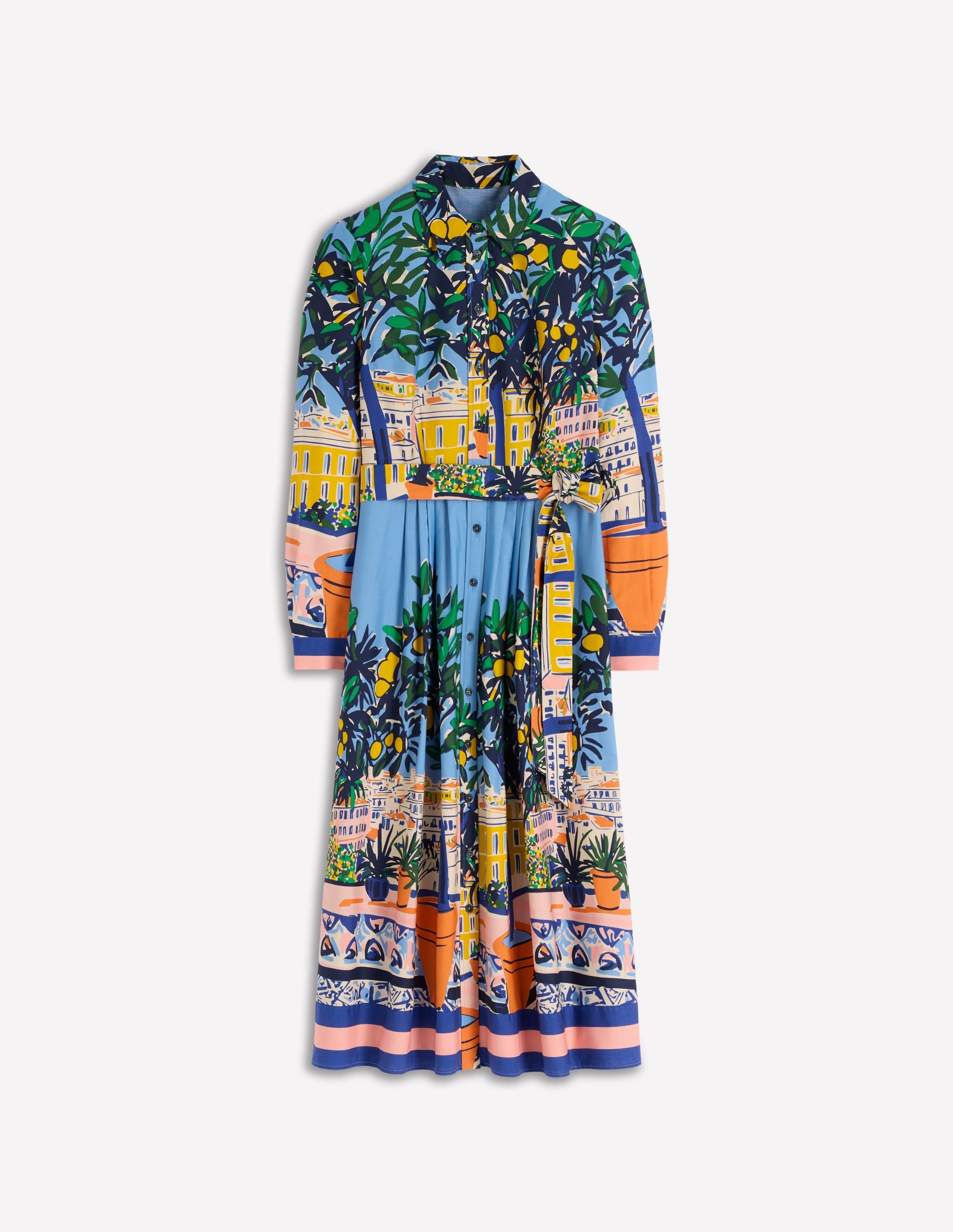 Alexa Midi-Hemdblusenkleid aus Baumwolle-Bunt Balkonszene - Image 5