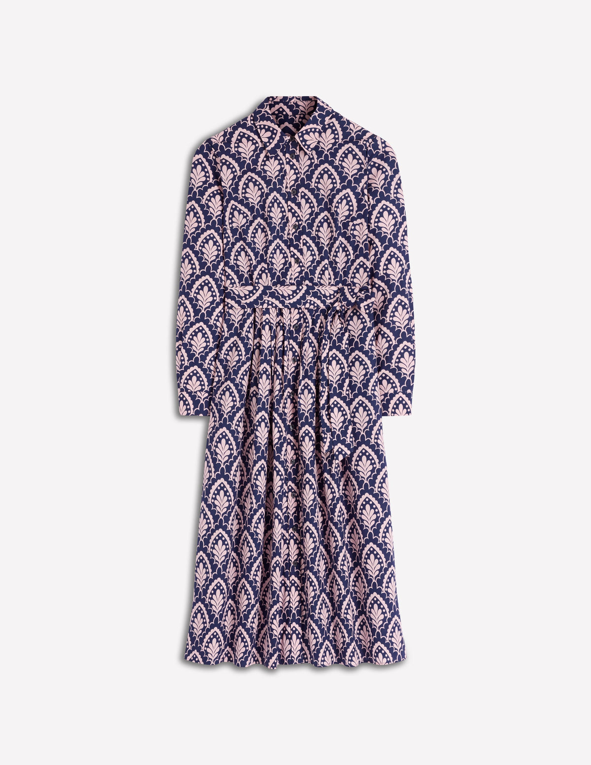 Alexa Midi-Hemdblusenkleid aus Baumwolle-Marineblau Blumenterrasse-5