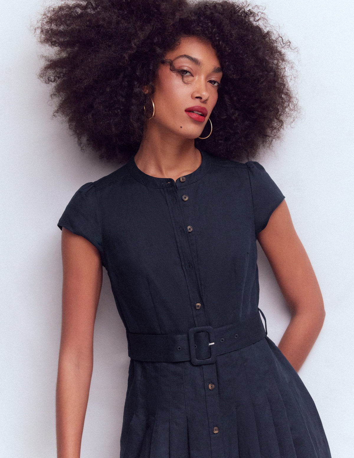 Arabella Kleid aus Leinenmischgewebe-Marineblau-2