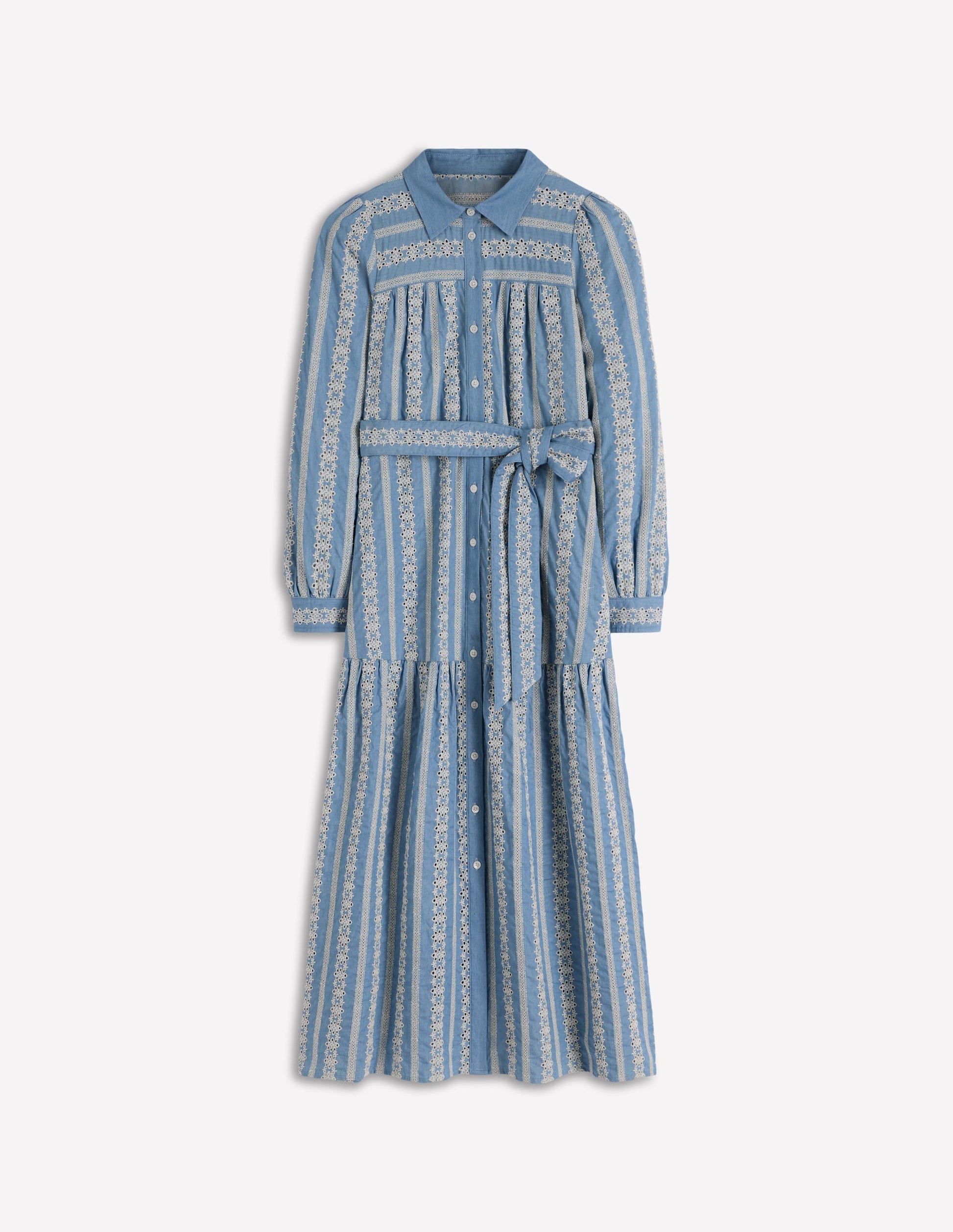 Ellie Maxi-Hemdblusenkleid aus Baumwolle-Lochstickerei Denim-6