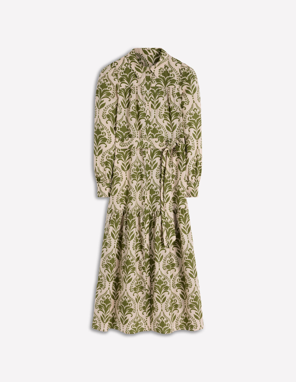 Ellie Maxi-Hemdblusenkleid aus Baumwolle-Grün Dekoratives Gitter - Image 6