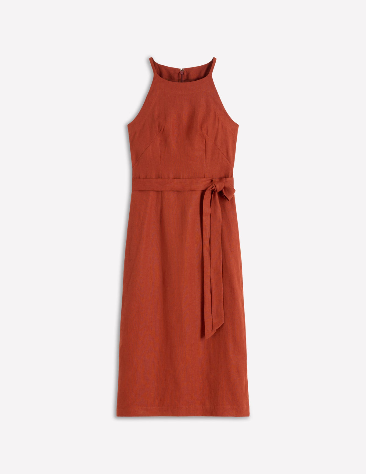 Rosa Neckholder-Midikleid aus Leinen-Braun-Orange - Image 6