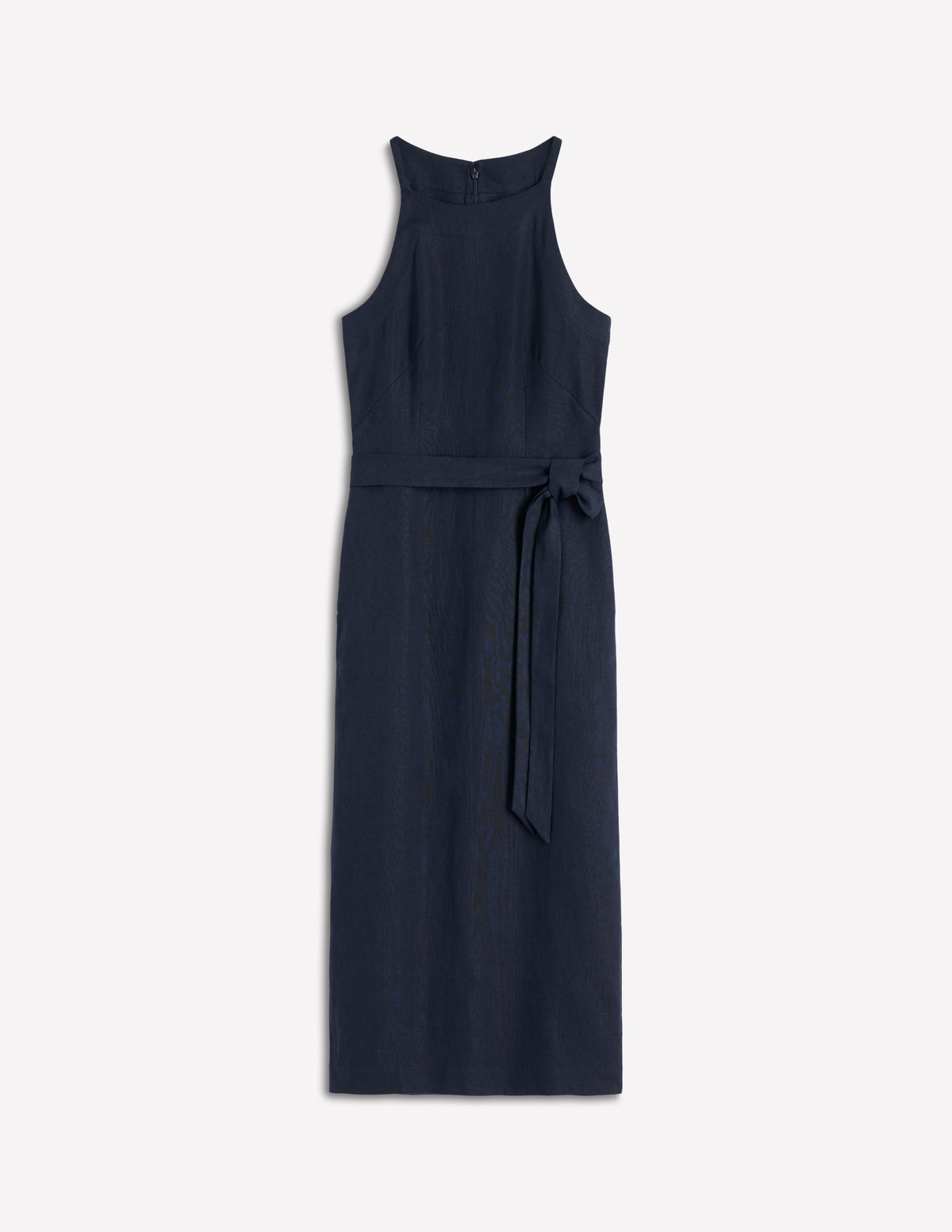 Robe midi à encolure américaine Rosa en lin-Bleu marine - Image 5