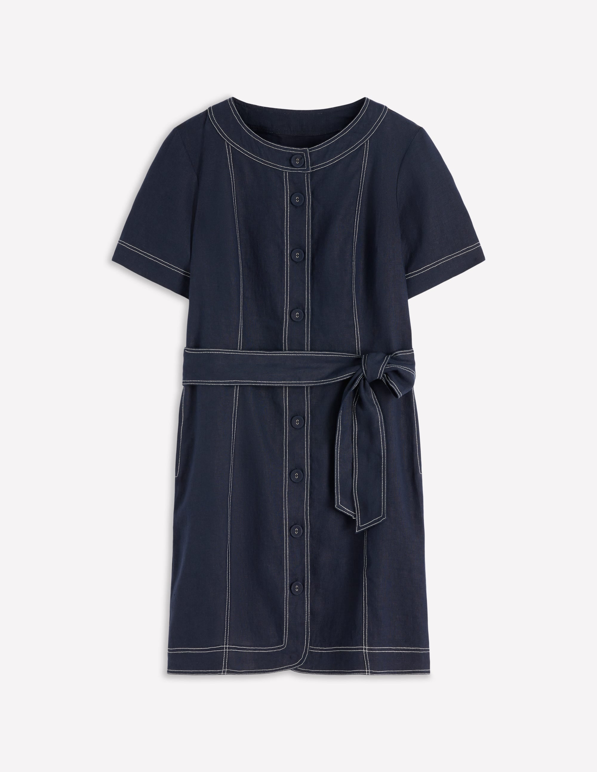 Callie Kurzes Leinenkleid-Marineblau - Image 5