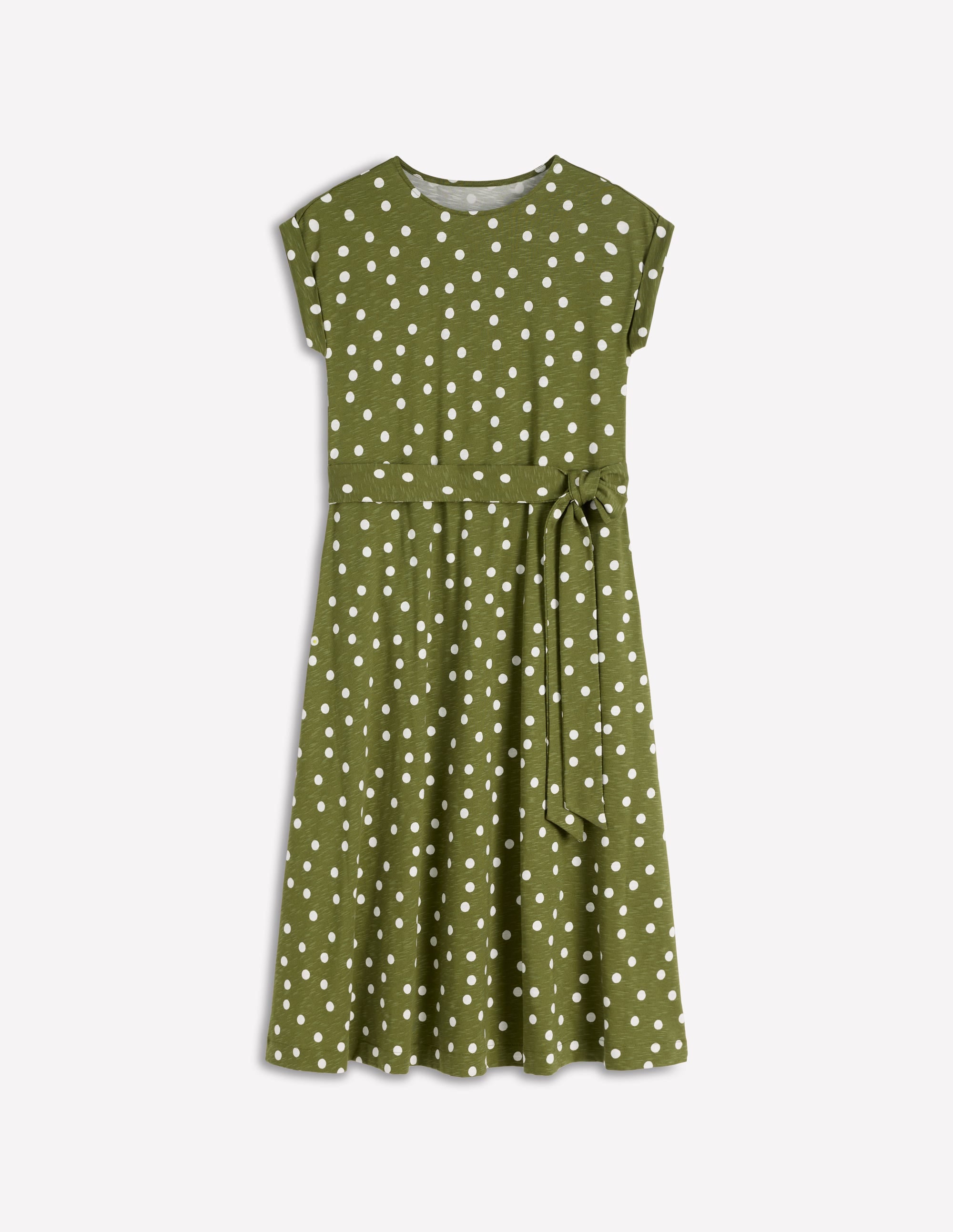 Eve Jersey-Midikleid-Olivgrün, Gemalte Tupfen - Image 6