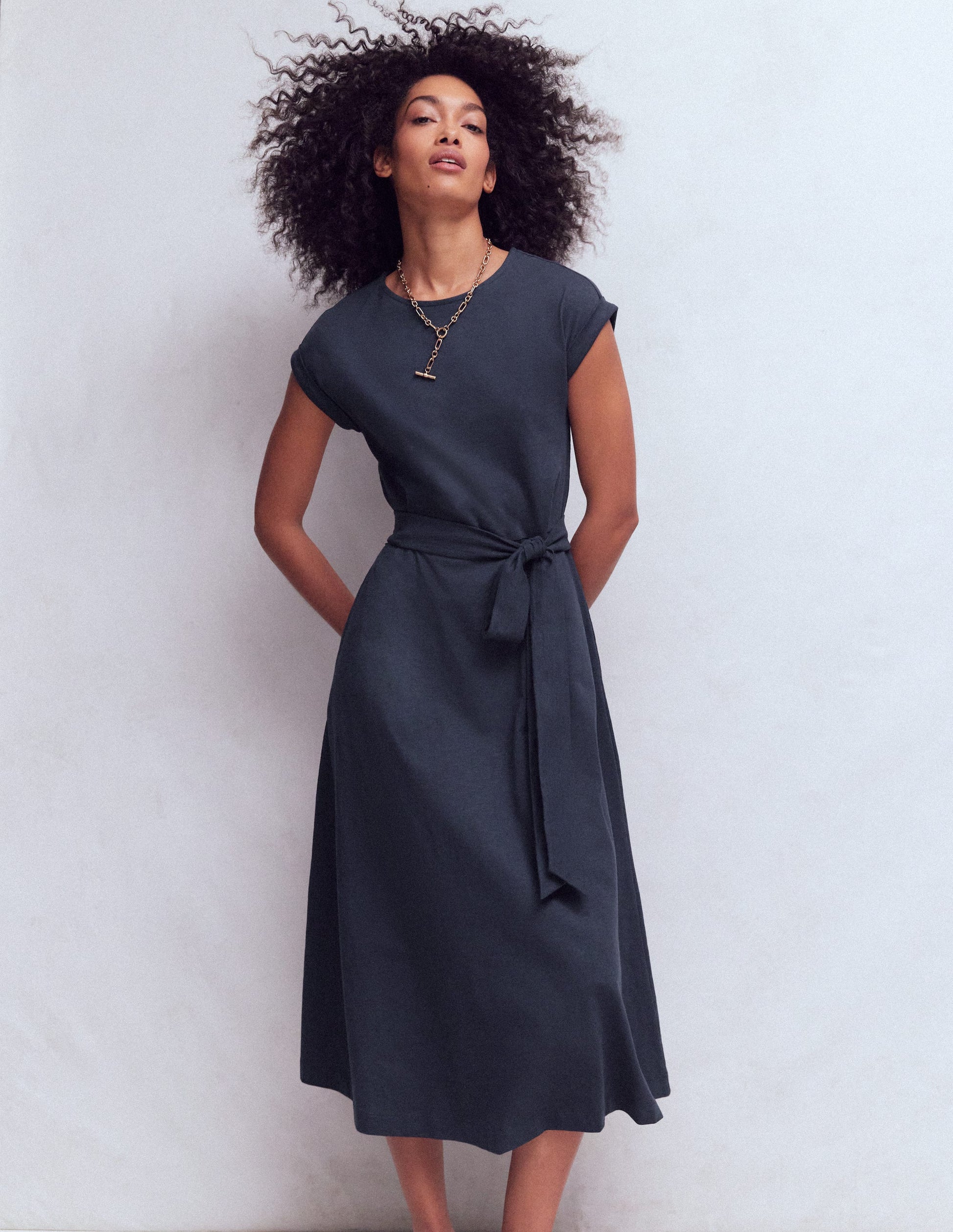 Eve Jersey-Midikleid-Marineblau-1