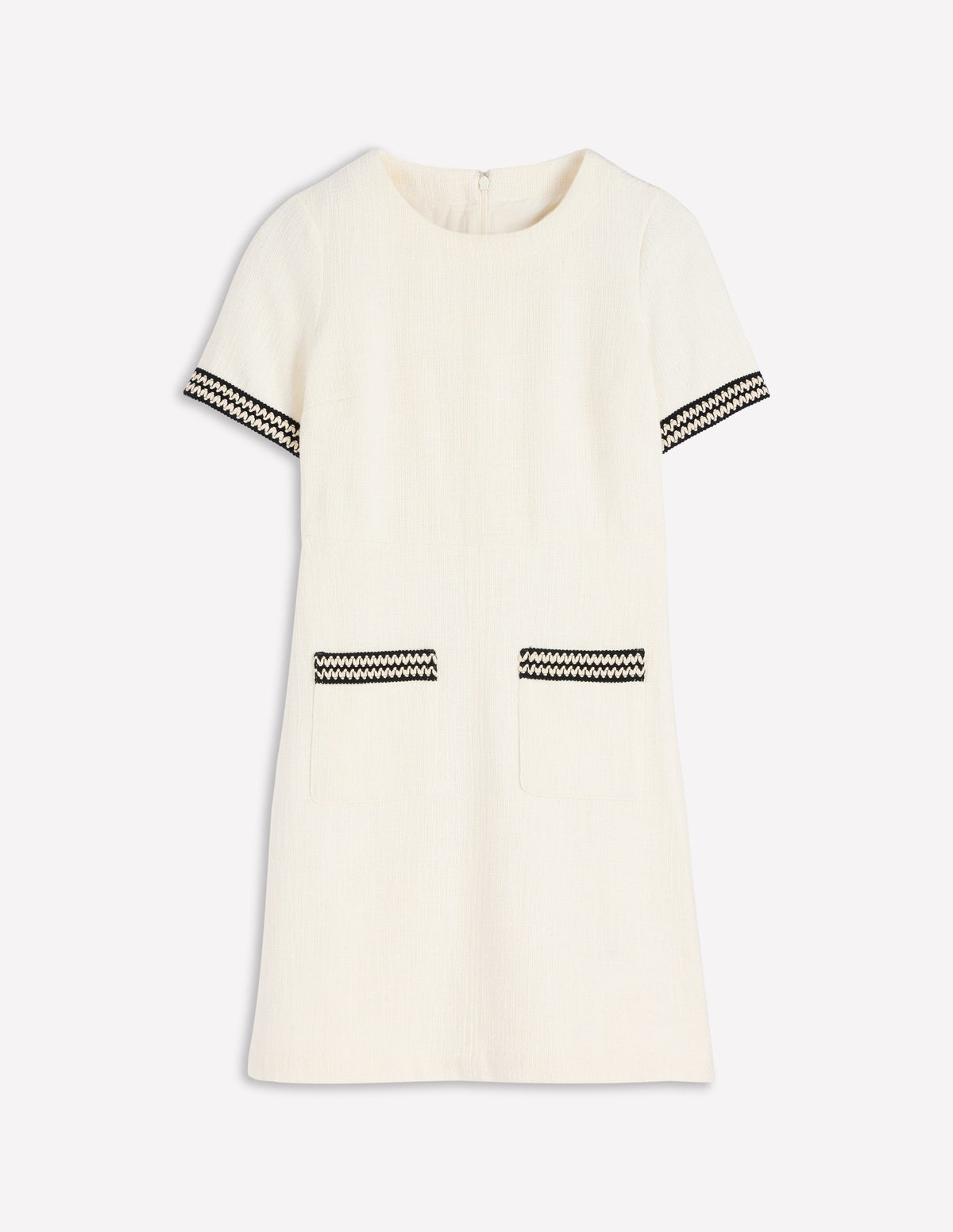 Kurzes Kleid in A-Linie mit Besätzen-Naturweiß - Image 6