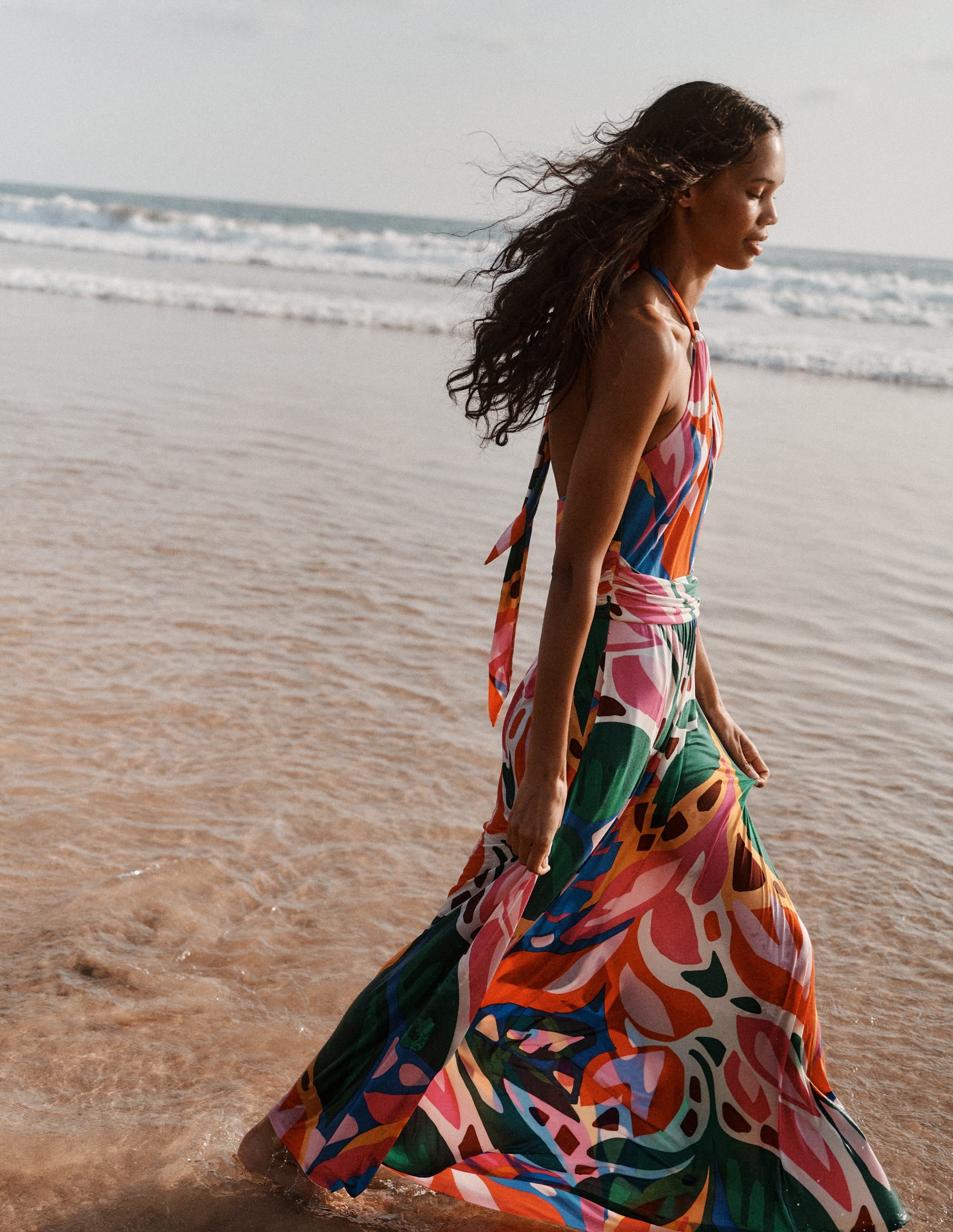 Robe à col torsadé Sydney en jersey-Multi, motif Leafy Cascade - Image 6