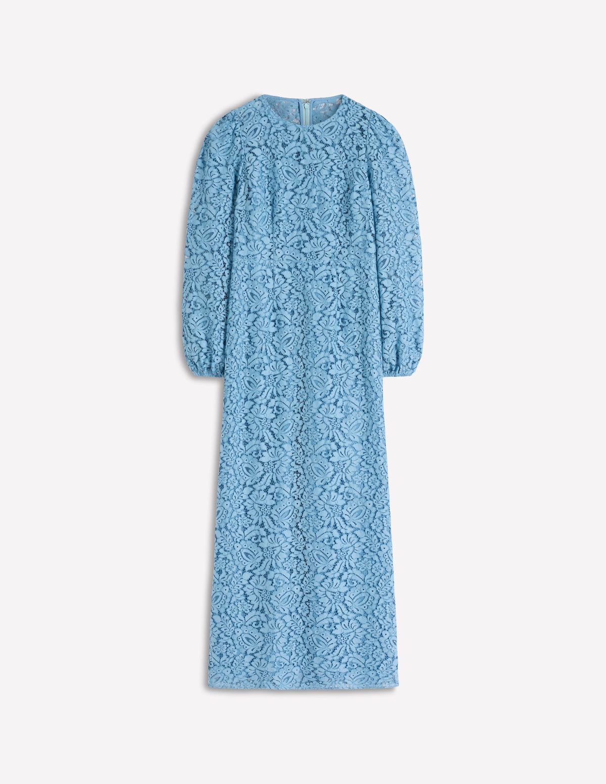 Robe à col montant en dentelle-Bleu - Image 5
