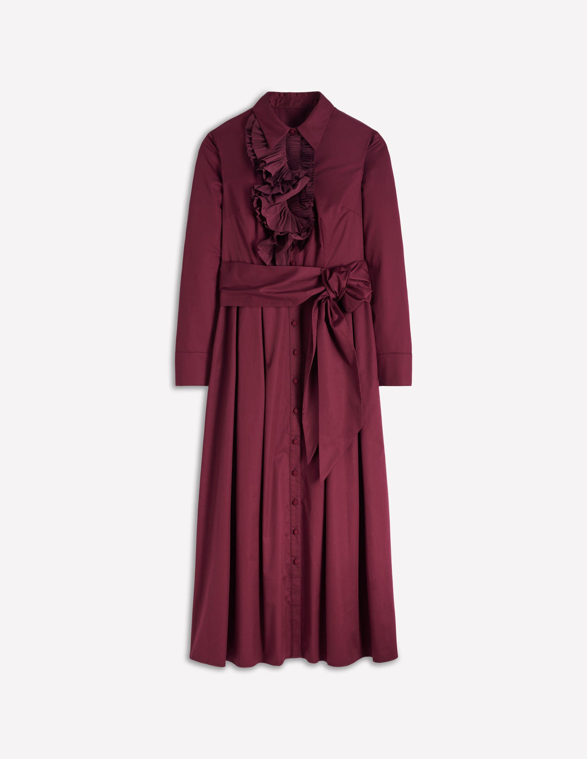 Plissiertes Hemdblusenkleid mit Rüschen-Dunkelviolett - Image 5