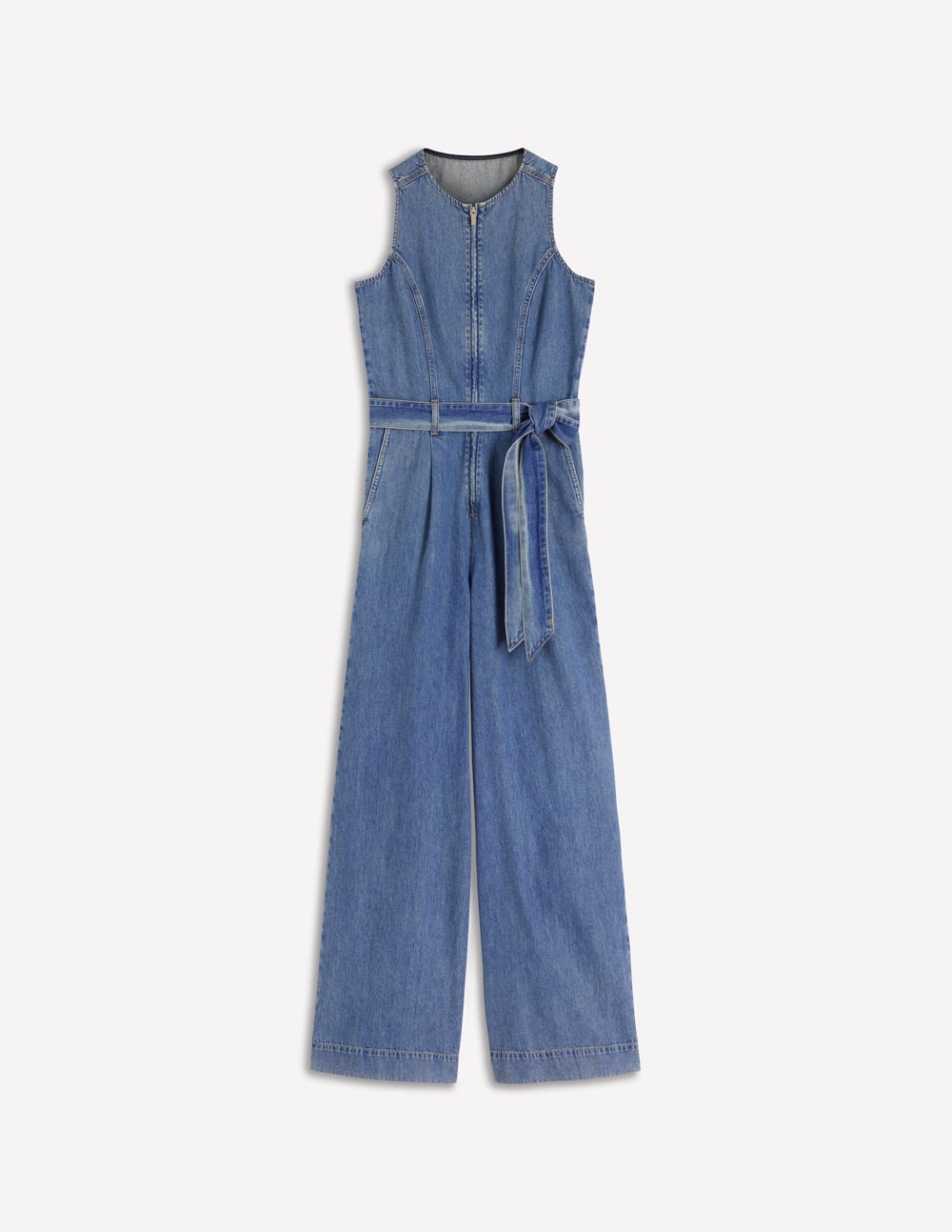 Ärmelloser Jeans-Jumpsuit-Mittelblau Vintage-6