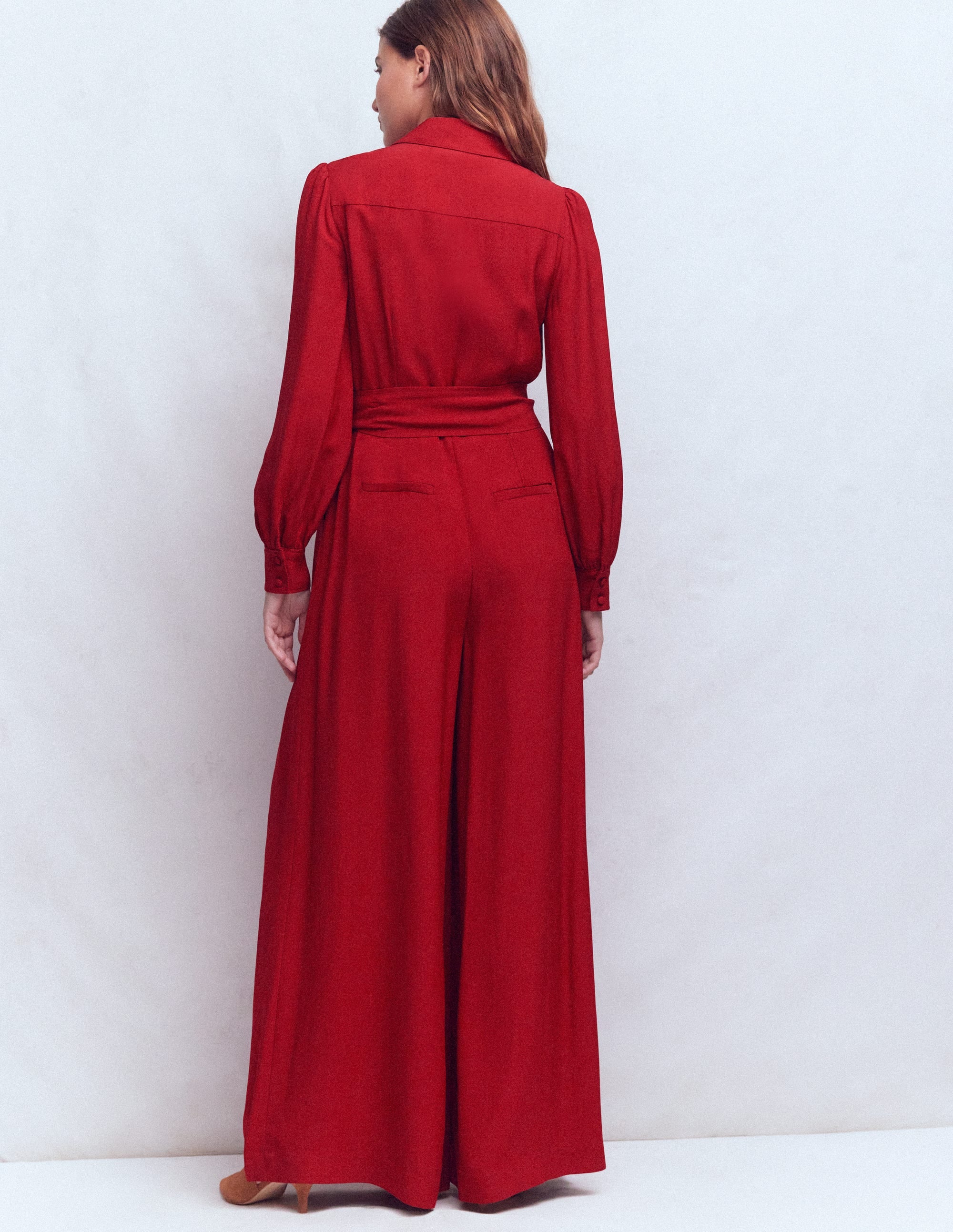 Palazzo-Jumpsuit mit Knopfleiste-ROT - Image 3