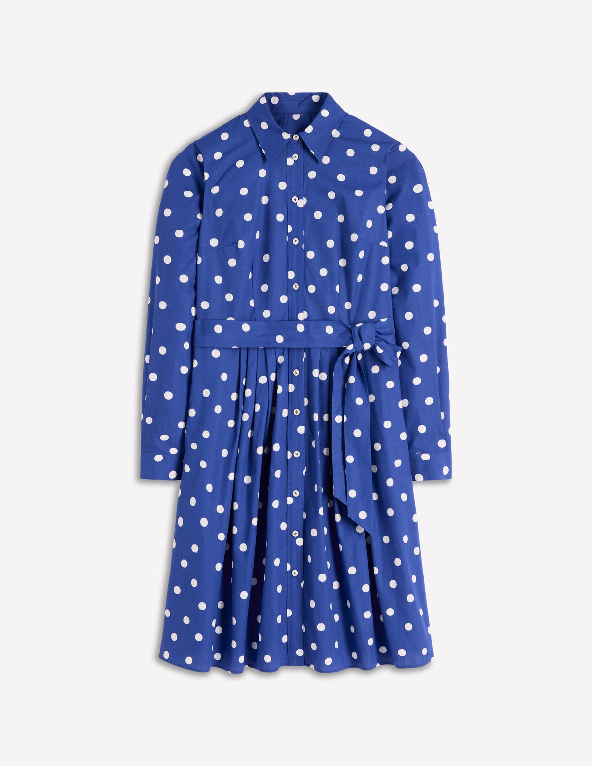 Alexa Langärmliges, kurzes Kleid-Leuchtendes Blau, Gemalte Tupfen - Image 5