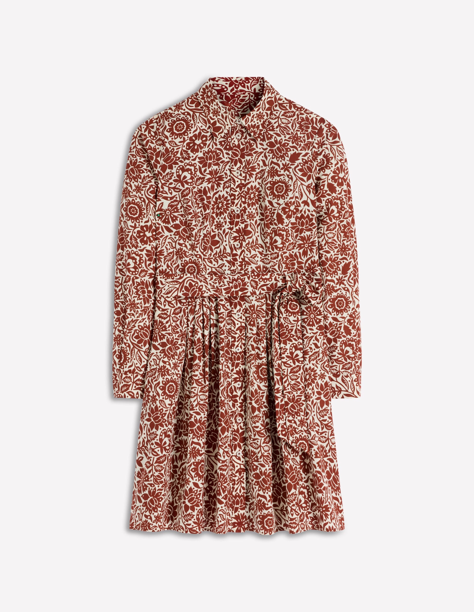 Alexa Long Sleeve Short Dress-Brown, Meadow Scatter - Image 7