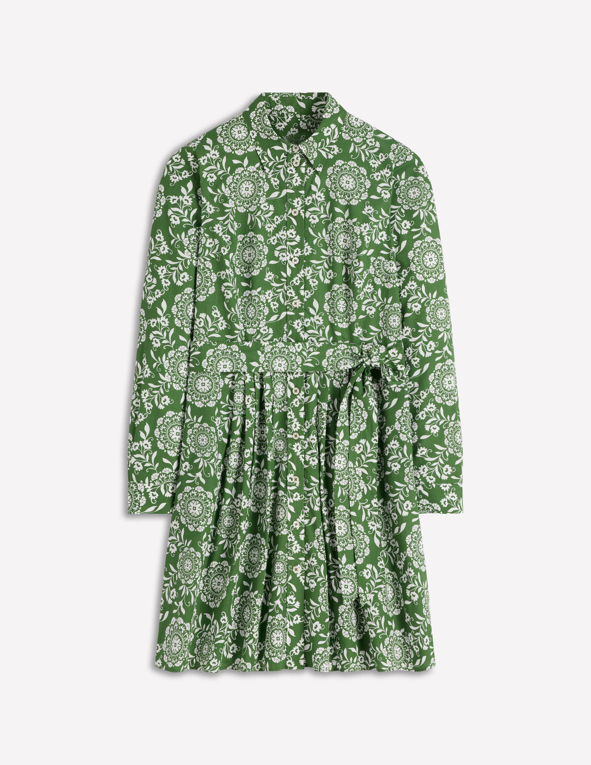 Alexa Langärmliges, kurzes Kleid-Grün, Dekorative Blüten-7