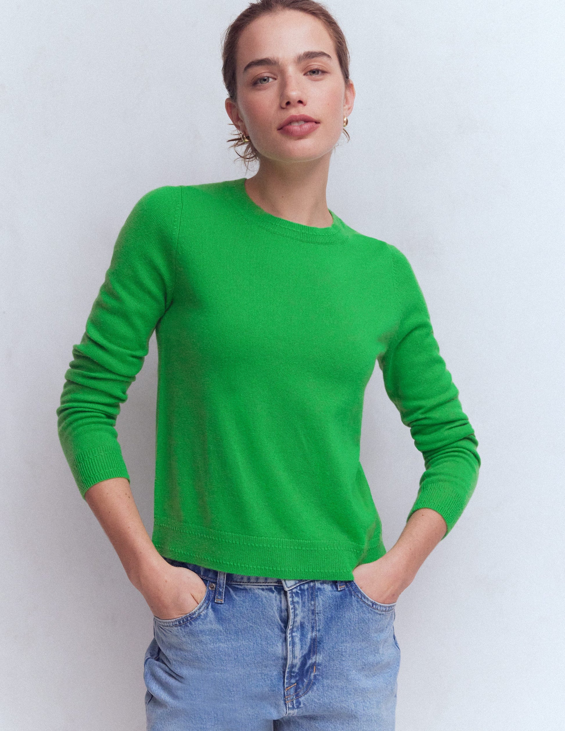 Eva Kaschmirpullover mit Rundhalsausschnitt-Baumgrün-4