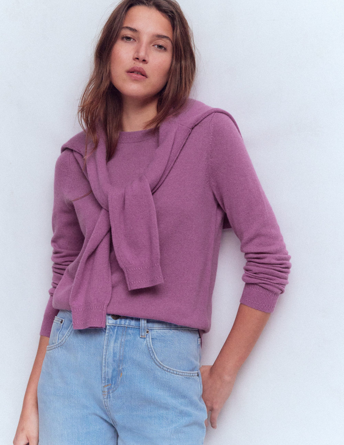 Eva Kaschmirpullover mit Rundhalsausschnitt-Rotklee-Rosa - Image 3