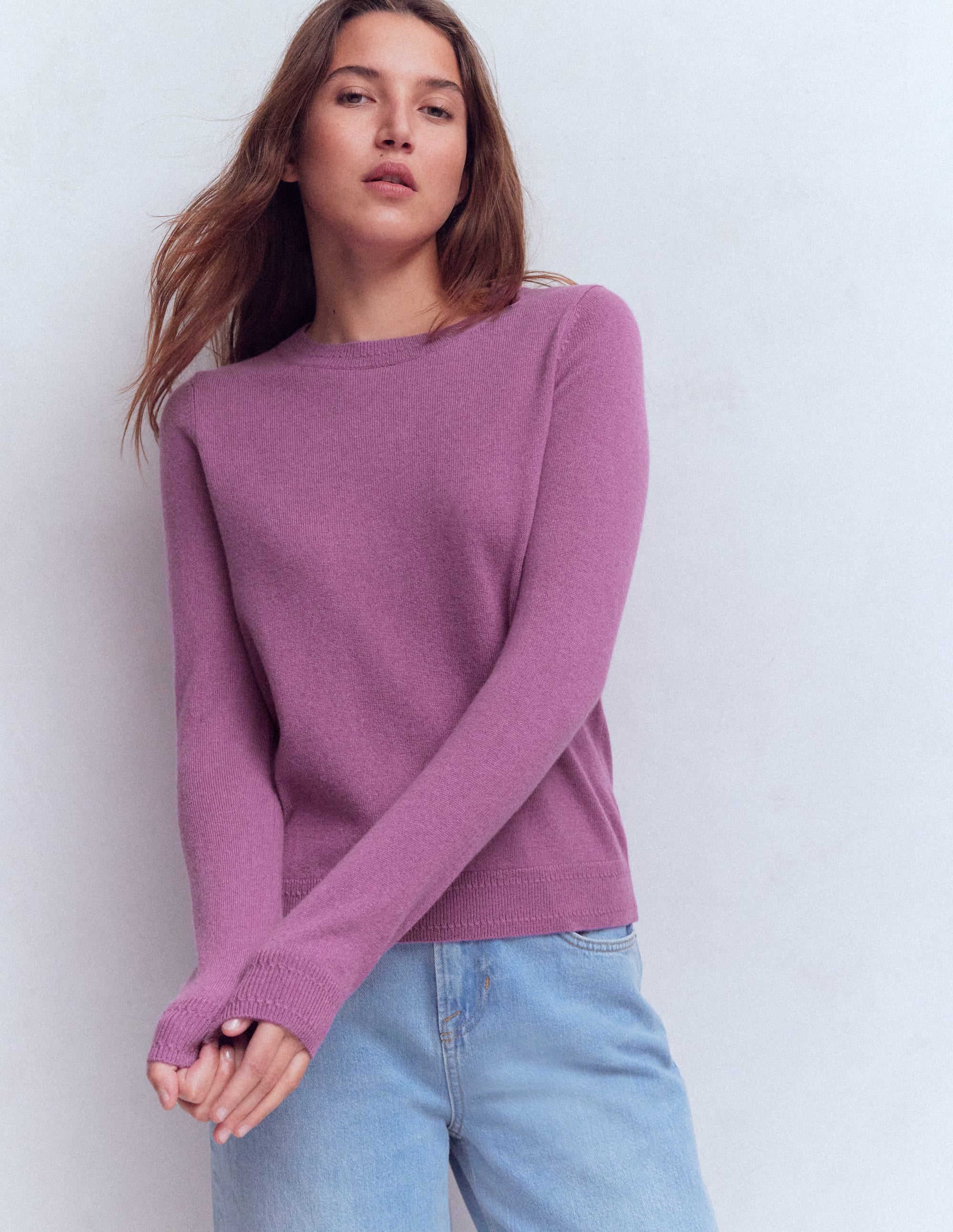 Eva Kaschmirpullover mit Rundhalsausschnitt-Rotklee-Rosa - Image 5
