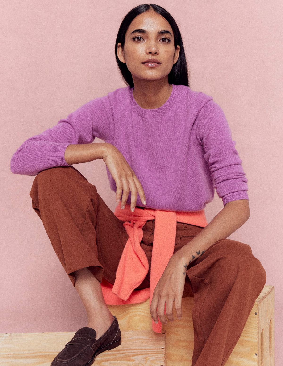 Eva Kaschmirpullover mit Rundhalsausschnitt-Rotklee-Rosa - Image 6