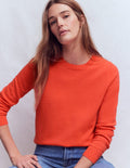 Eva Kaschmirpullover mit Rundhalsausschnitt-Feuerorange Meliert