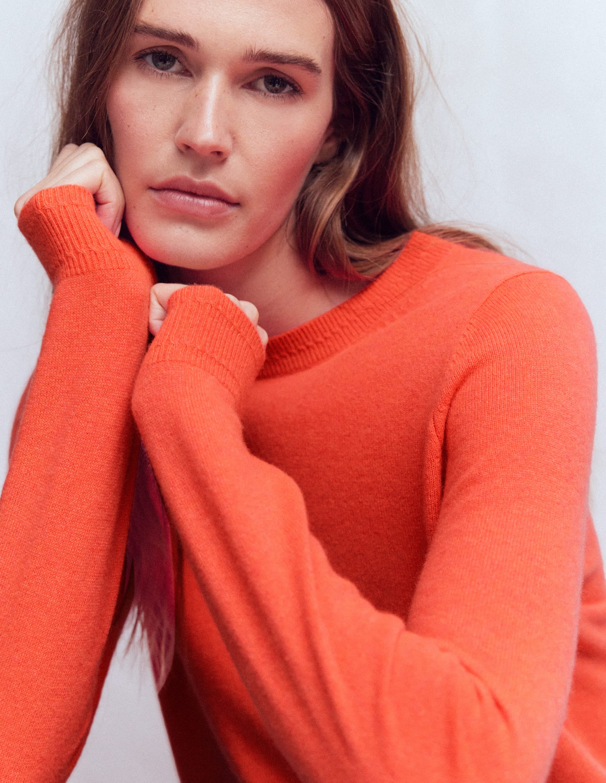 Eva Kaschmirpullover mit Rundhalsausschnitt-Feuerorange Meliert - Image 2