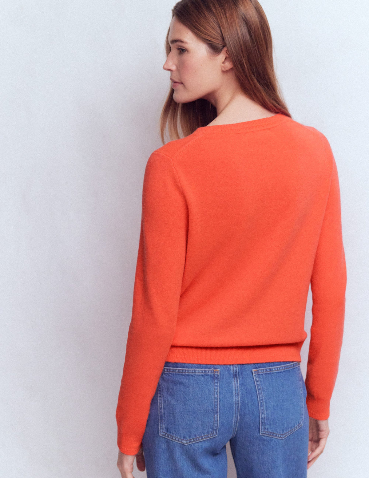 Eva Kaschmirpullover mit Rundhalsausschnitt-Feuerorange Meliert - Image 3