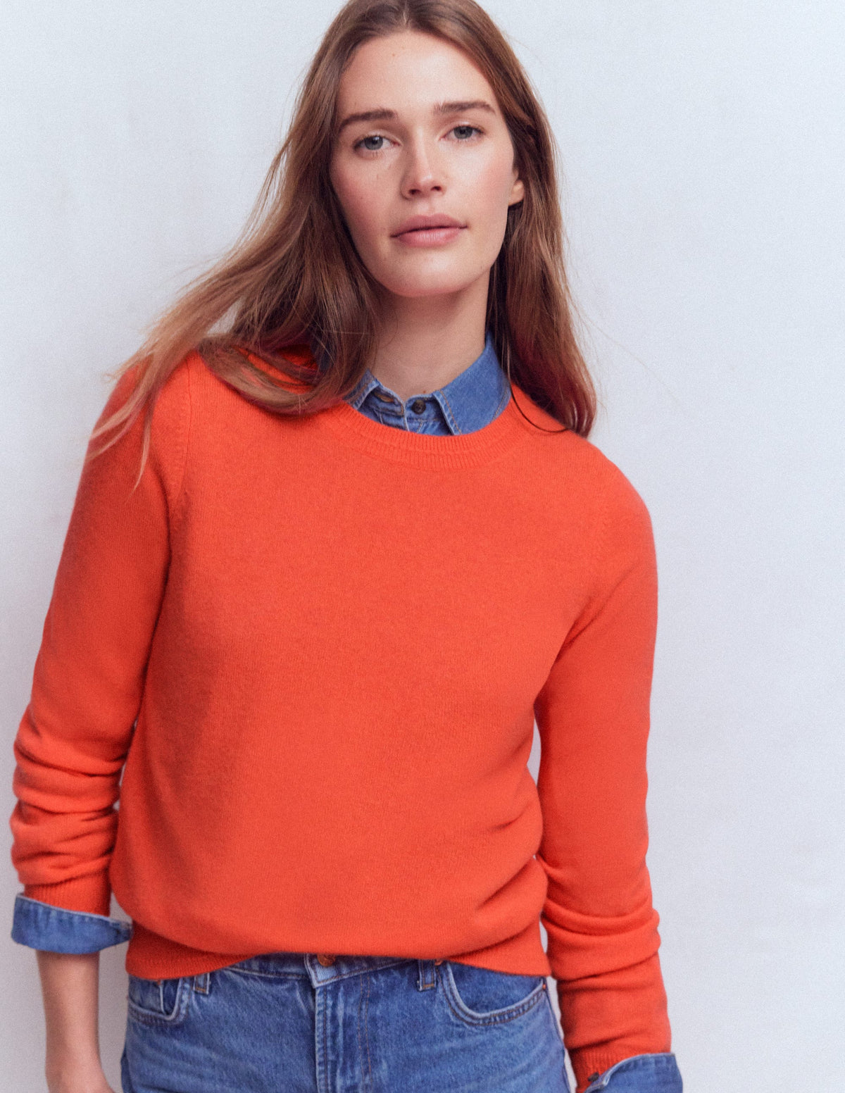 Eva Kaschmirpullover mit Rundhalsausschnitt-Feuerorange Meliert - Image 4