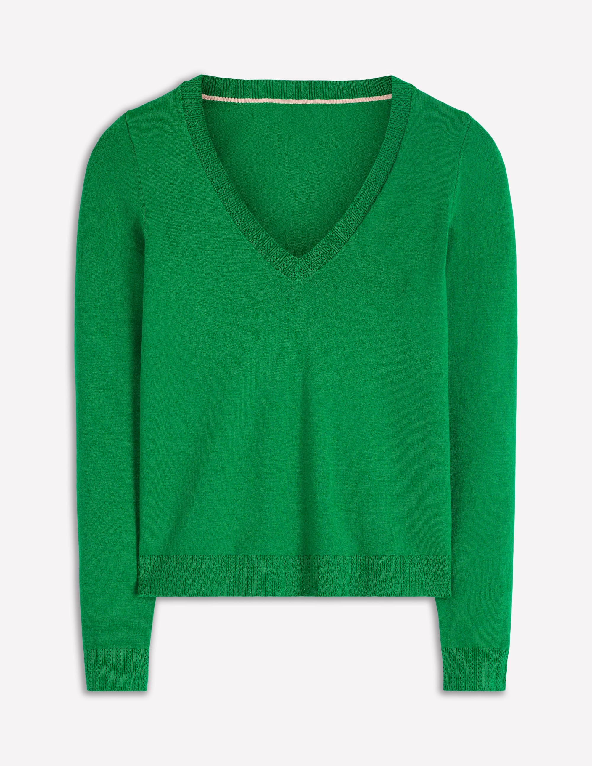 Emilia Baumwollpullover mit V-Ausschnitt-Grünes Tamburin - Image 5