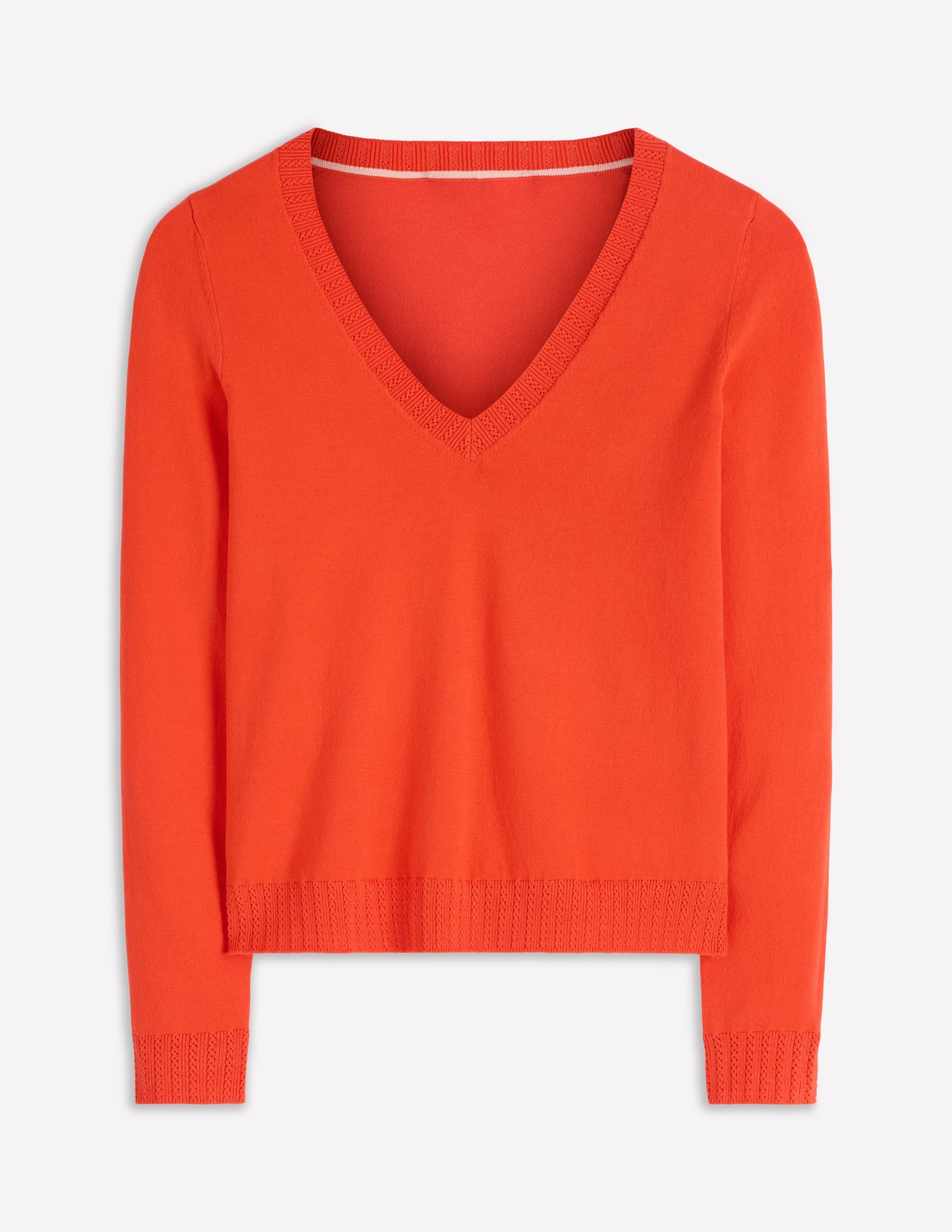 Emilia Baumwollpullover mit V-Ausschnitt-Abendrot-Orange - Image 5