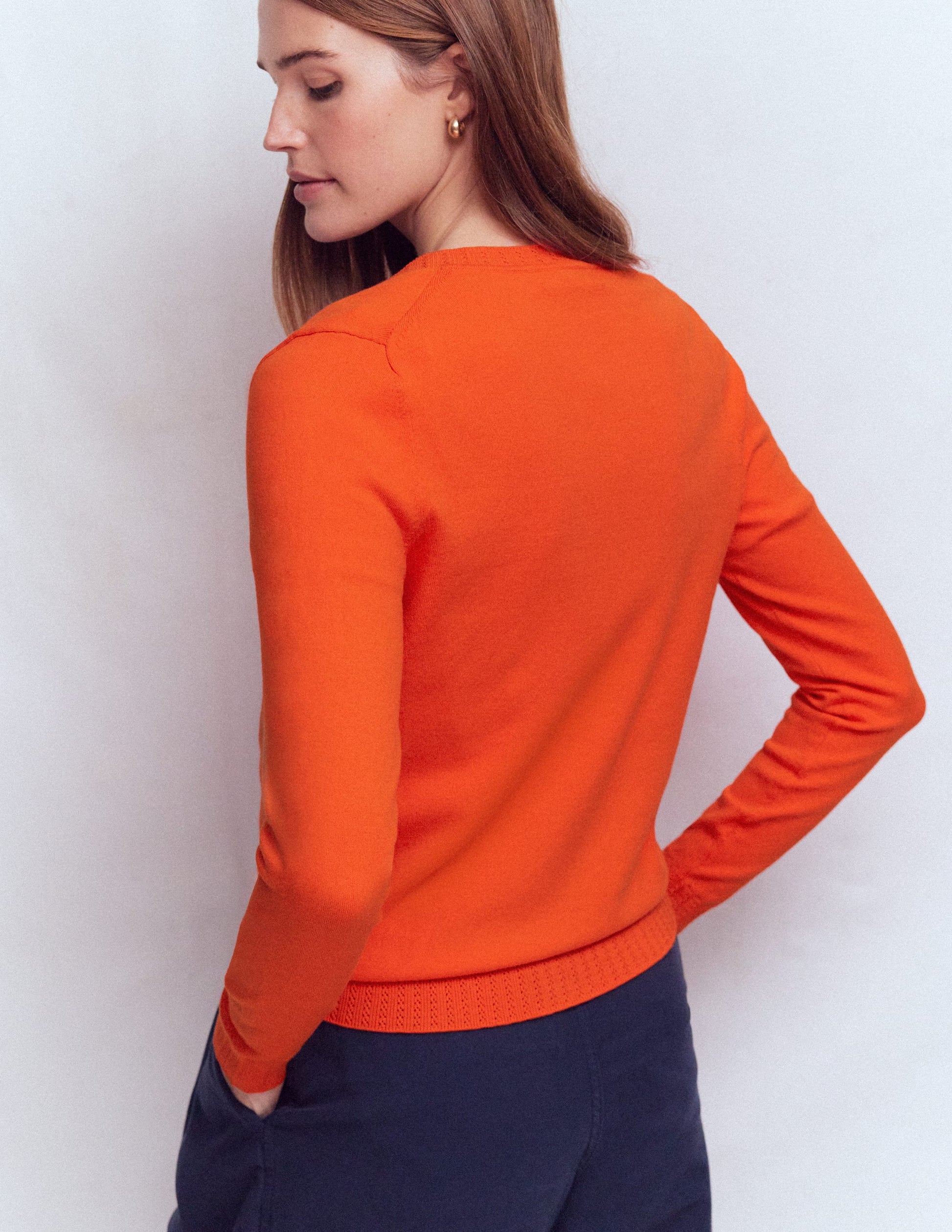 Emilia Baumwollpullover mit V-Ausschnitt-Abendrot-Orange-3