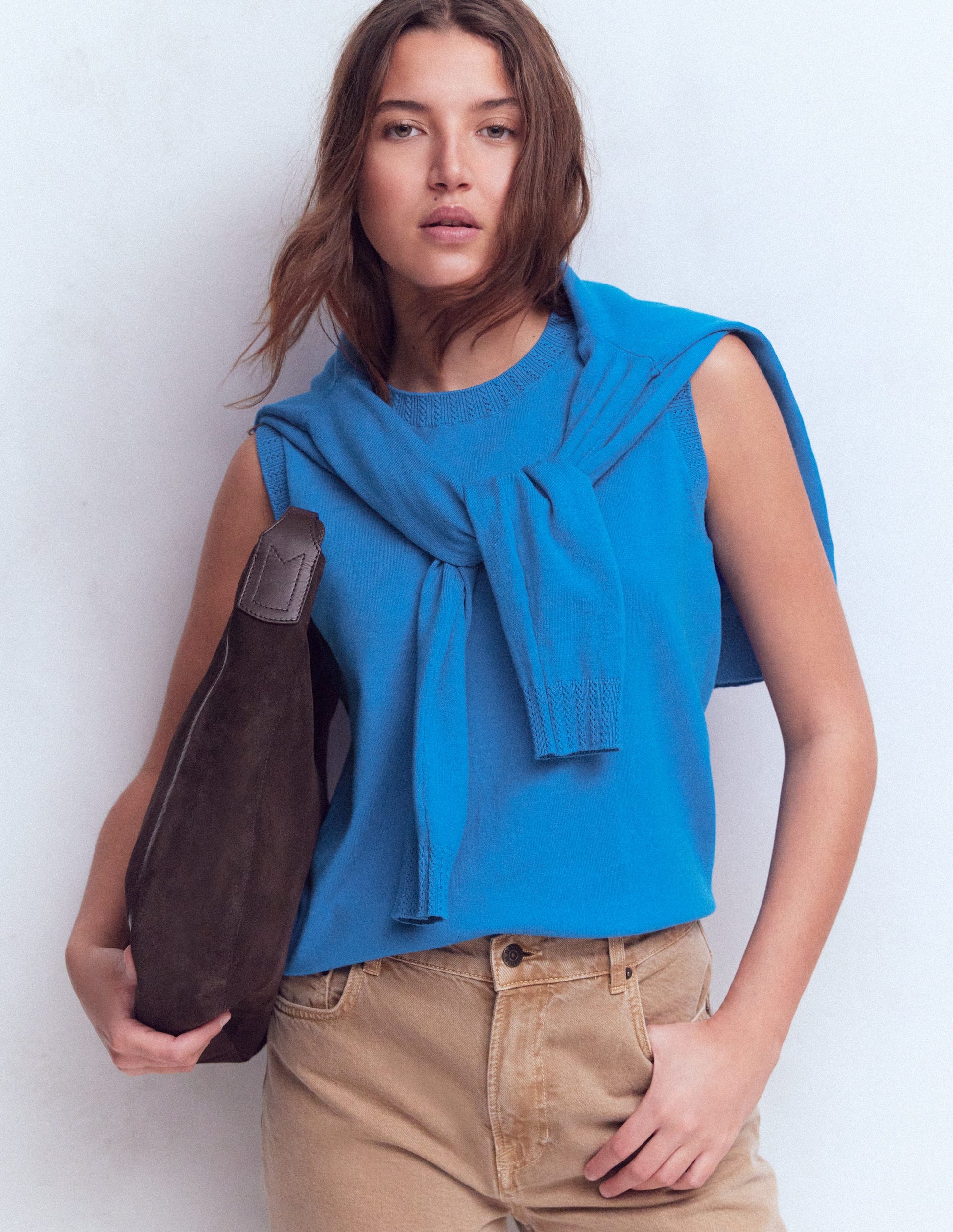 Emilia Cotton Crew Neck Tank-Kingfisher Blue-1