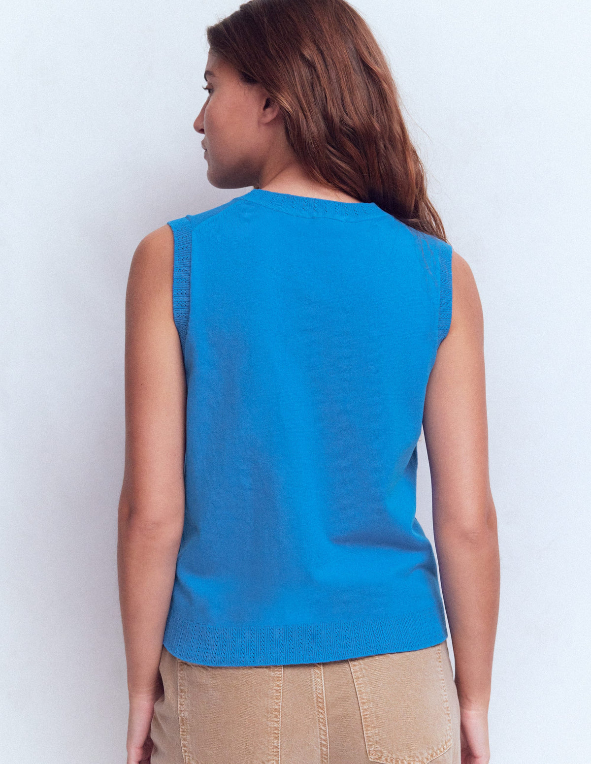 Emilia Cotton Crew Neck Tank-Kingfisher Blue - Image 3