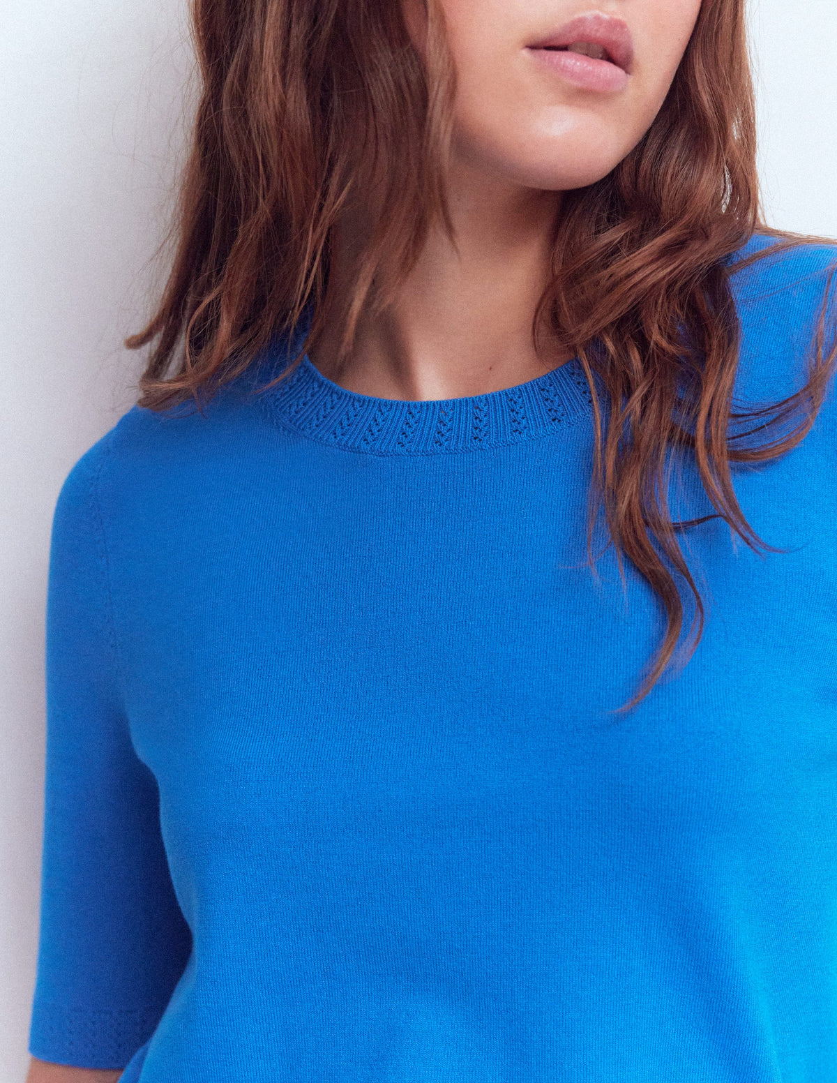 Emilia Baumwoll-T-Shirt mit Rundhalsausschnitt-Blau - Image 2