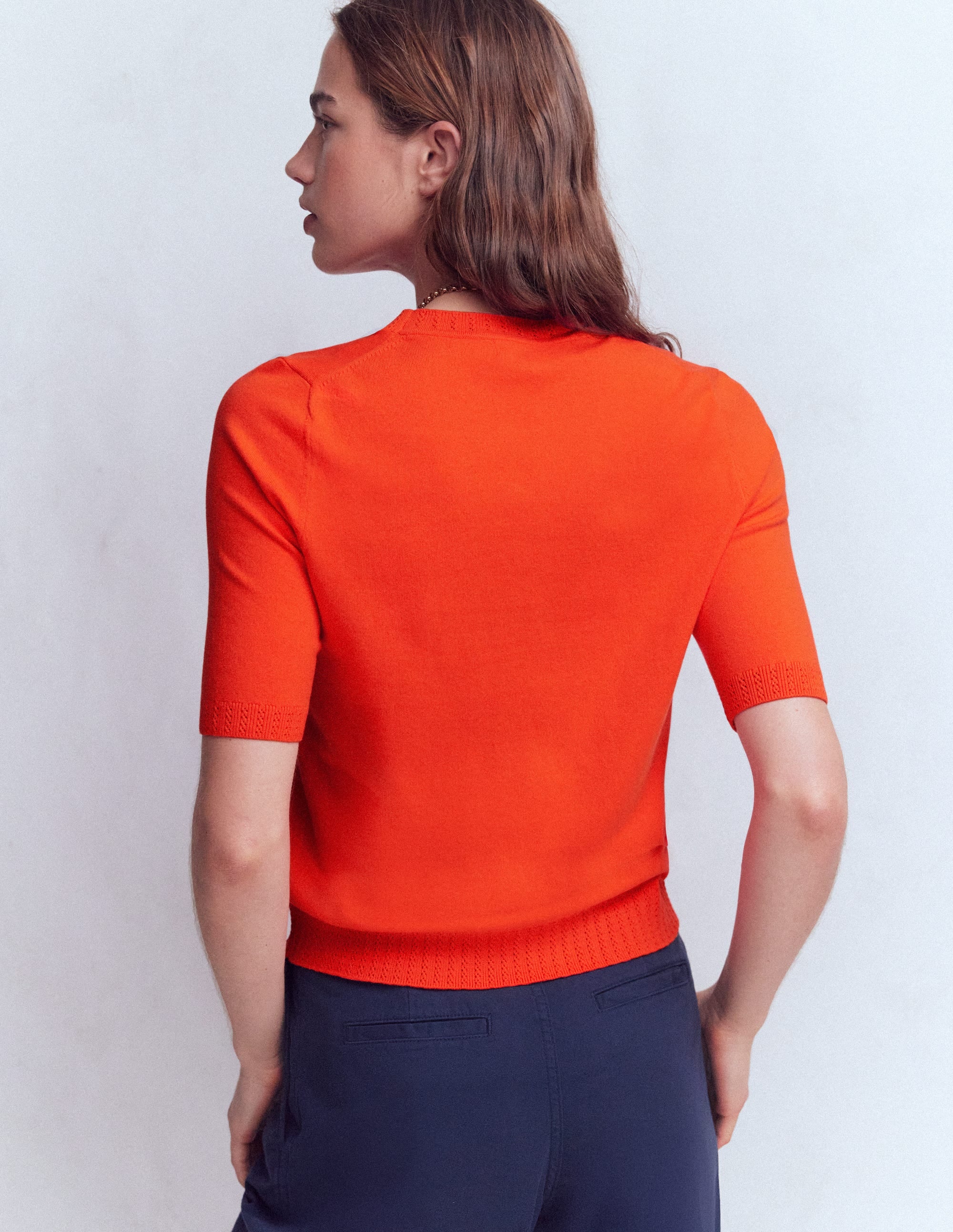 Emilia Baumwoll-T-Shirt mit Rundhalsausschnitt-Abendrot-Orange - Image 3