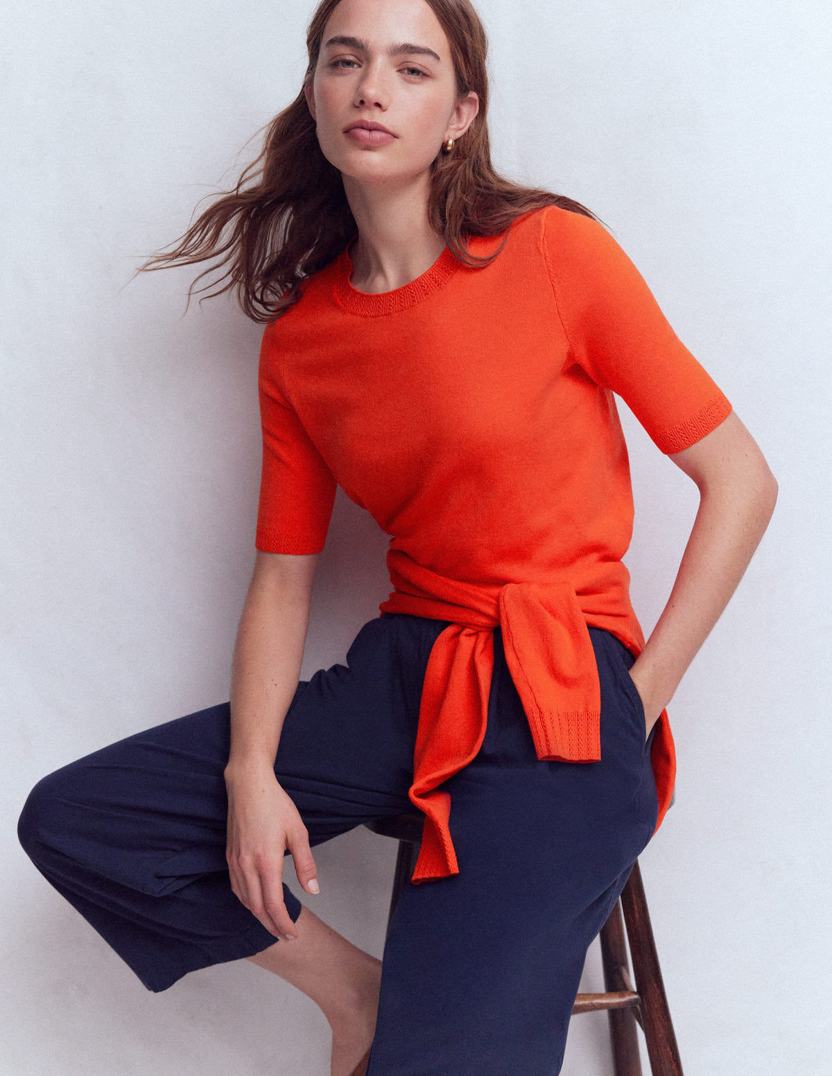 Emilia Baumwoll-T-Shirt mit Rundhalsausschnitt-Abendrot-Orange-4