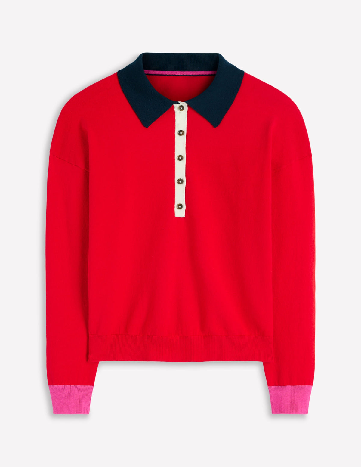 Lara Cotton Henley Jumper-Red-5
