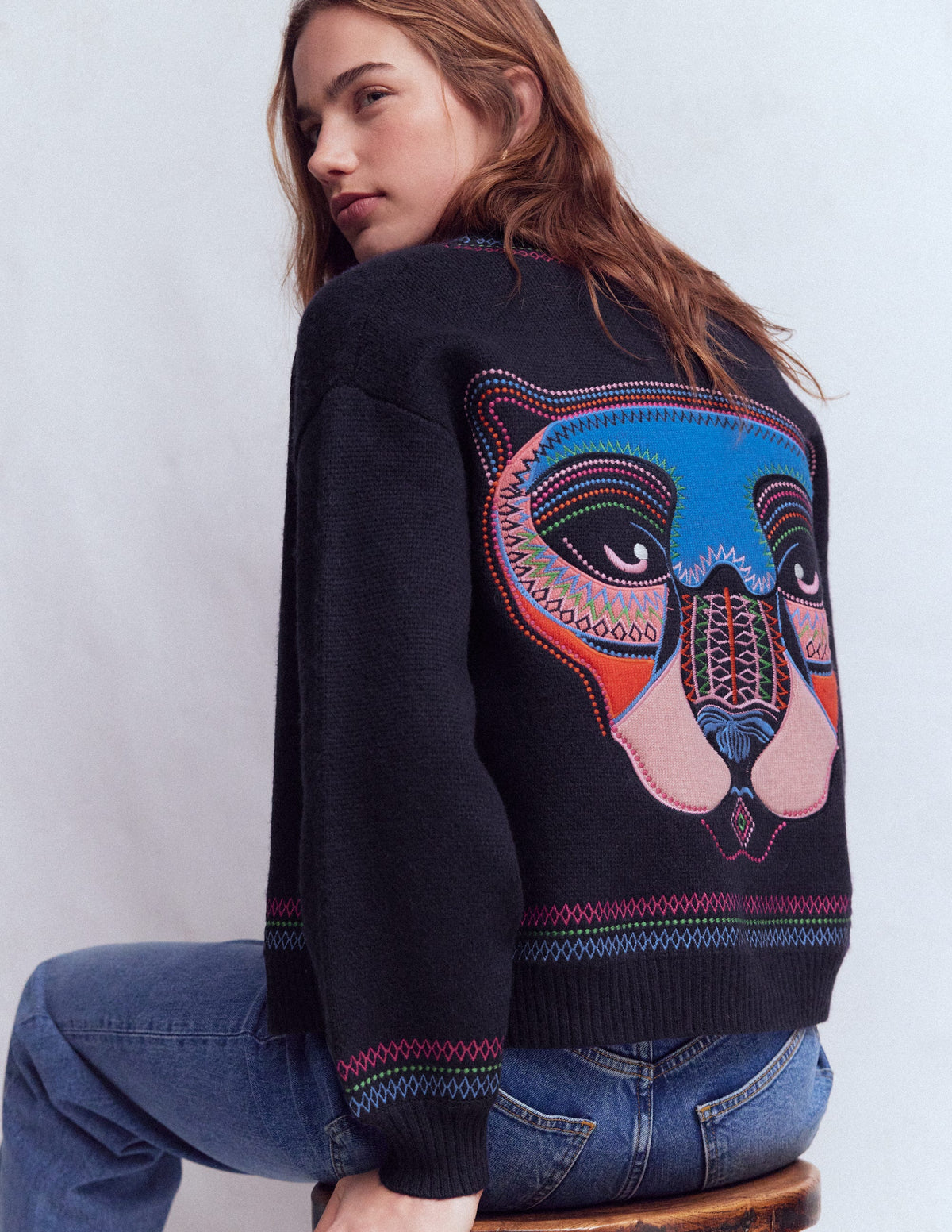 Abi Jacquard Cardigan-Navy, Tiger - Image 1