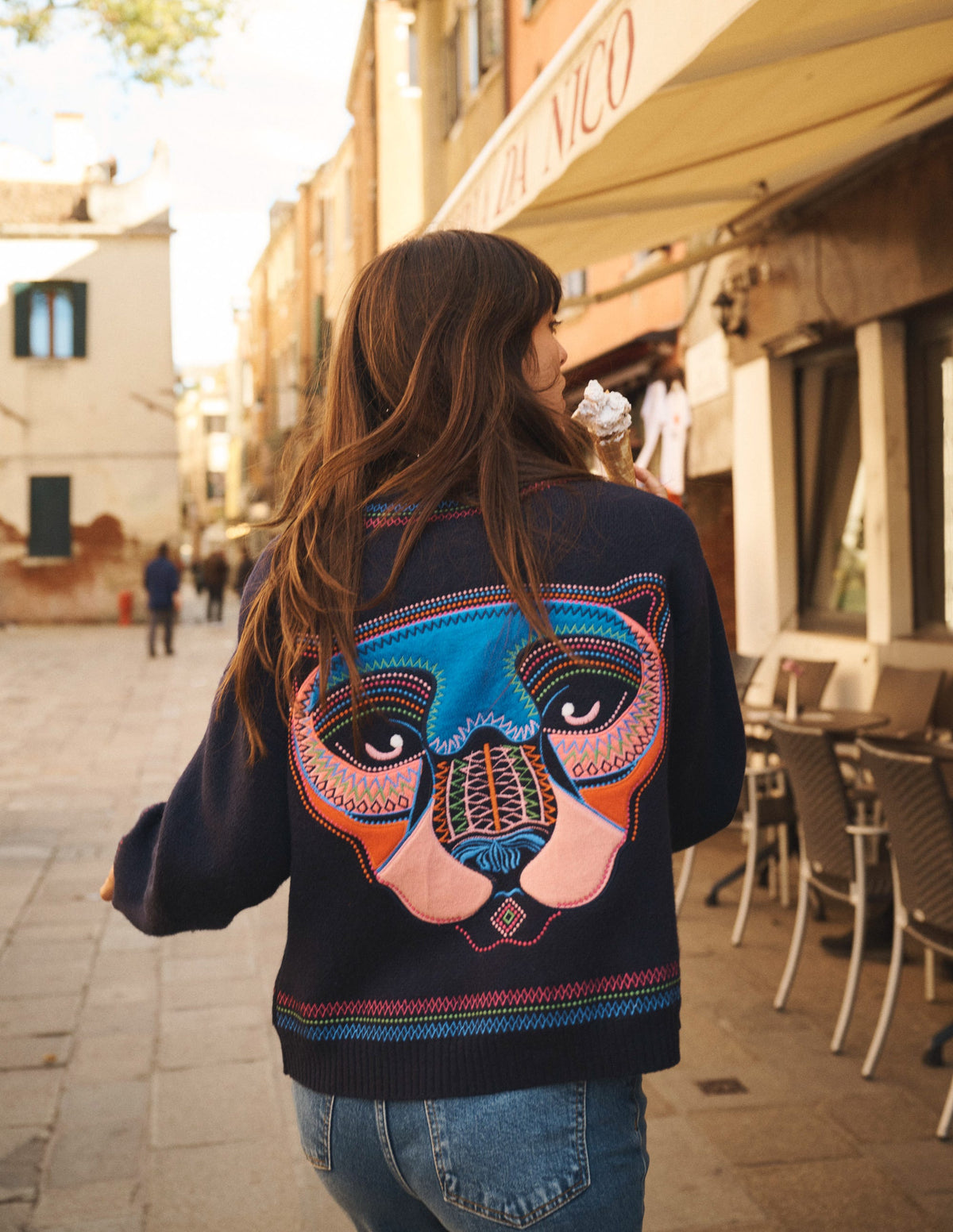 Abi Jacquard Cardigan-Navy, Tiger - Image 5