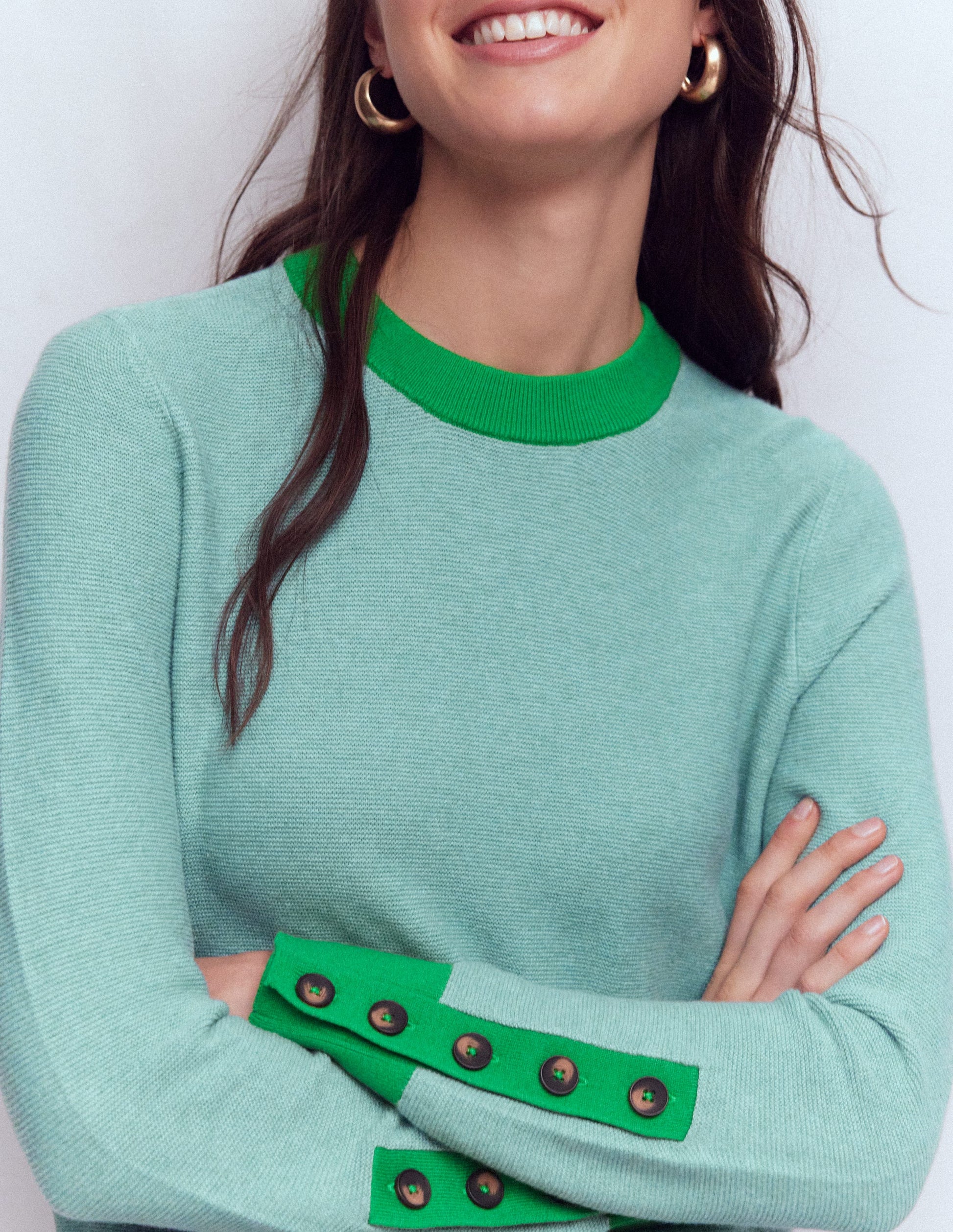 Grace Pullover in Blockfarben-Gedecktes Jade-Blau-2
