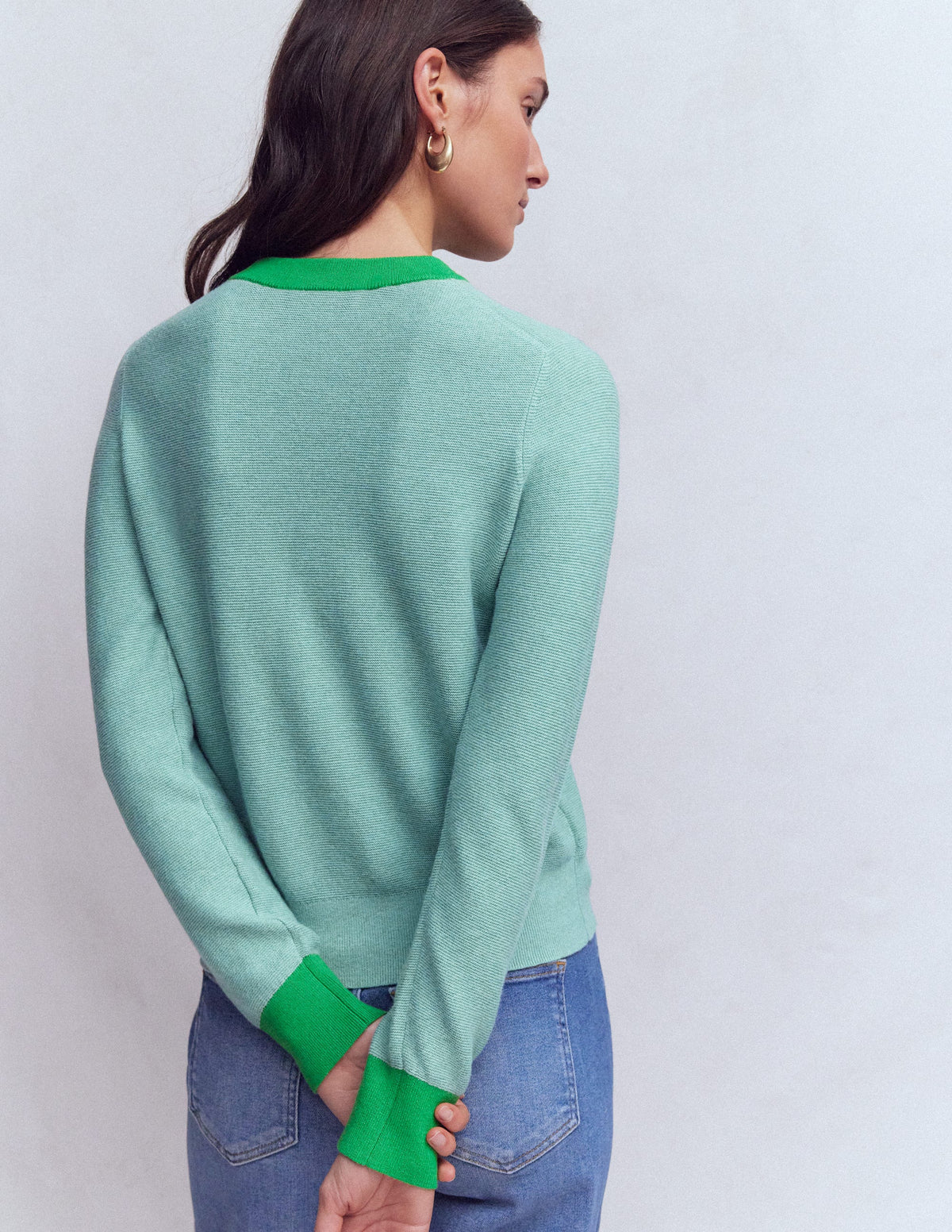 Grace Pullover in Blockfarben-Gedecktes Jade-Blau-3