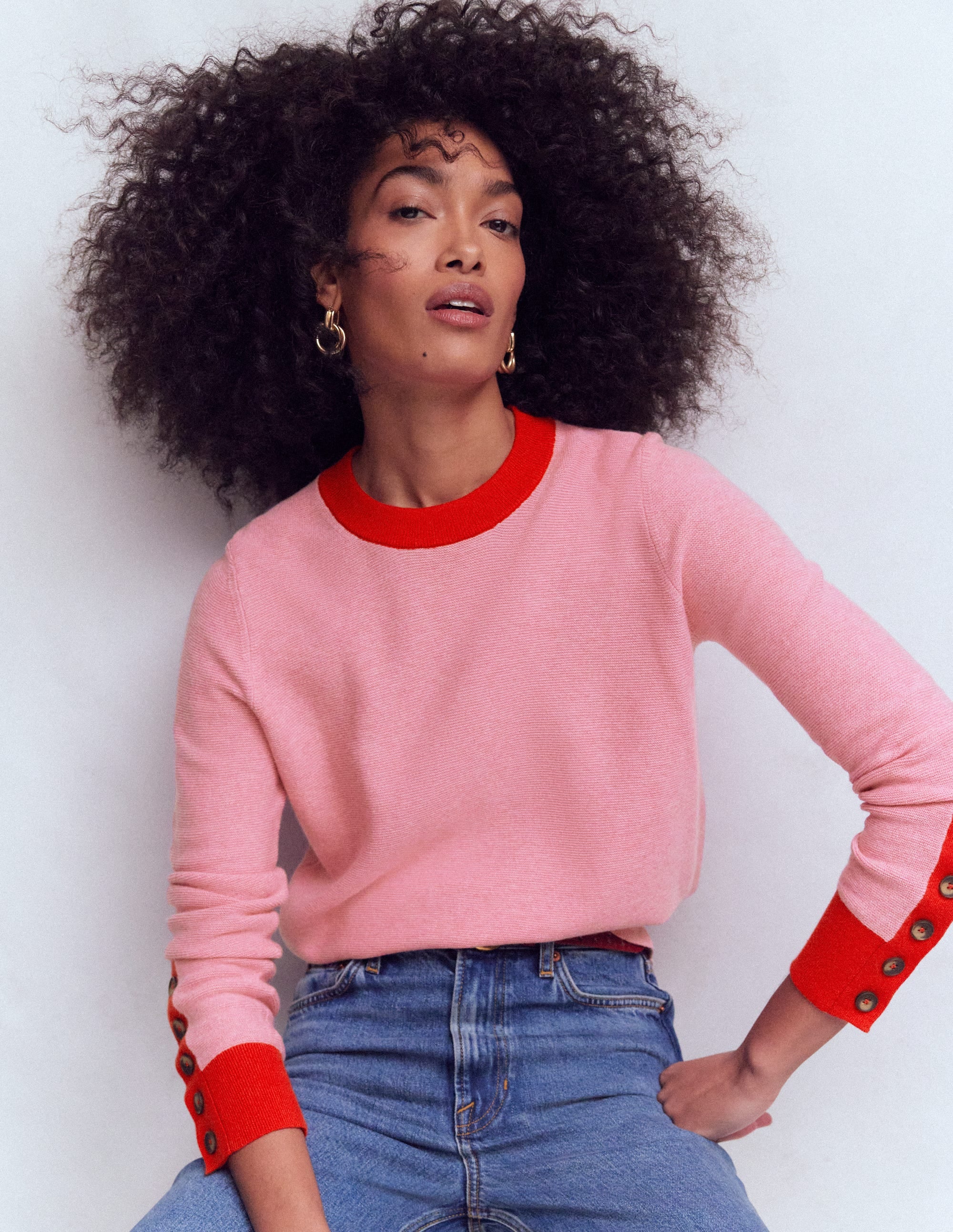 Grace Pullover in Blockfarben-Pink Lady - Image 1