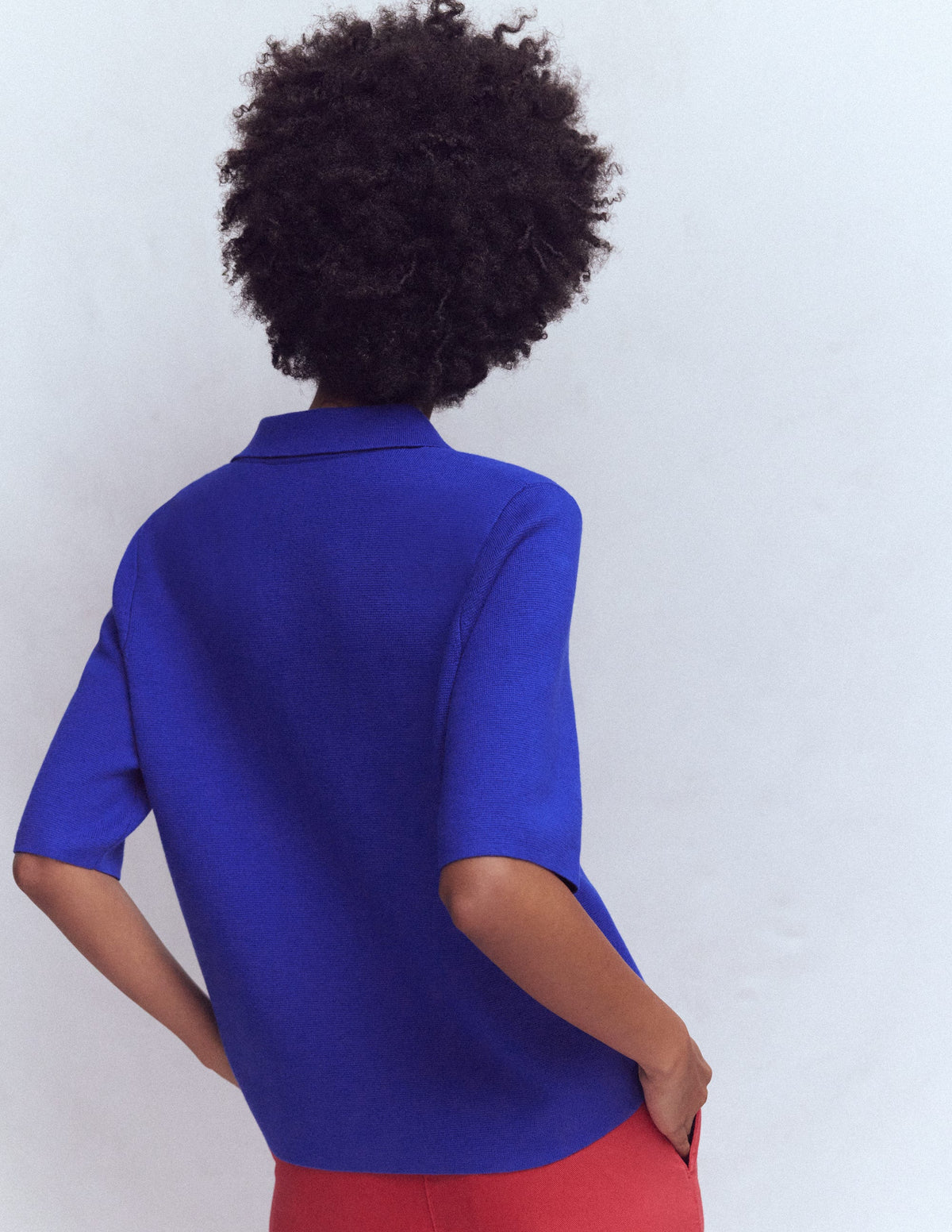 Chemise manches courtes en maille-Bleu vif - Image 3